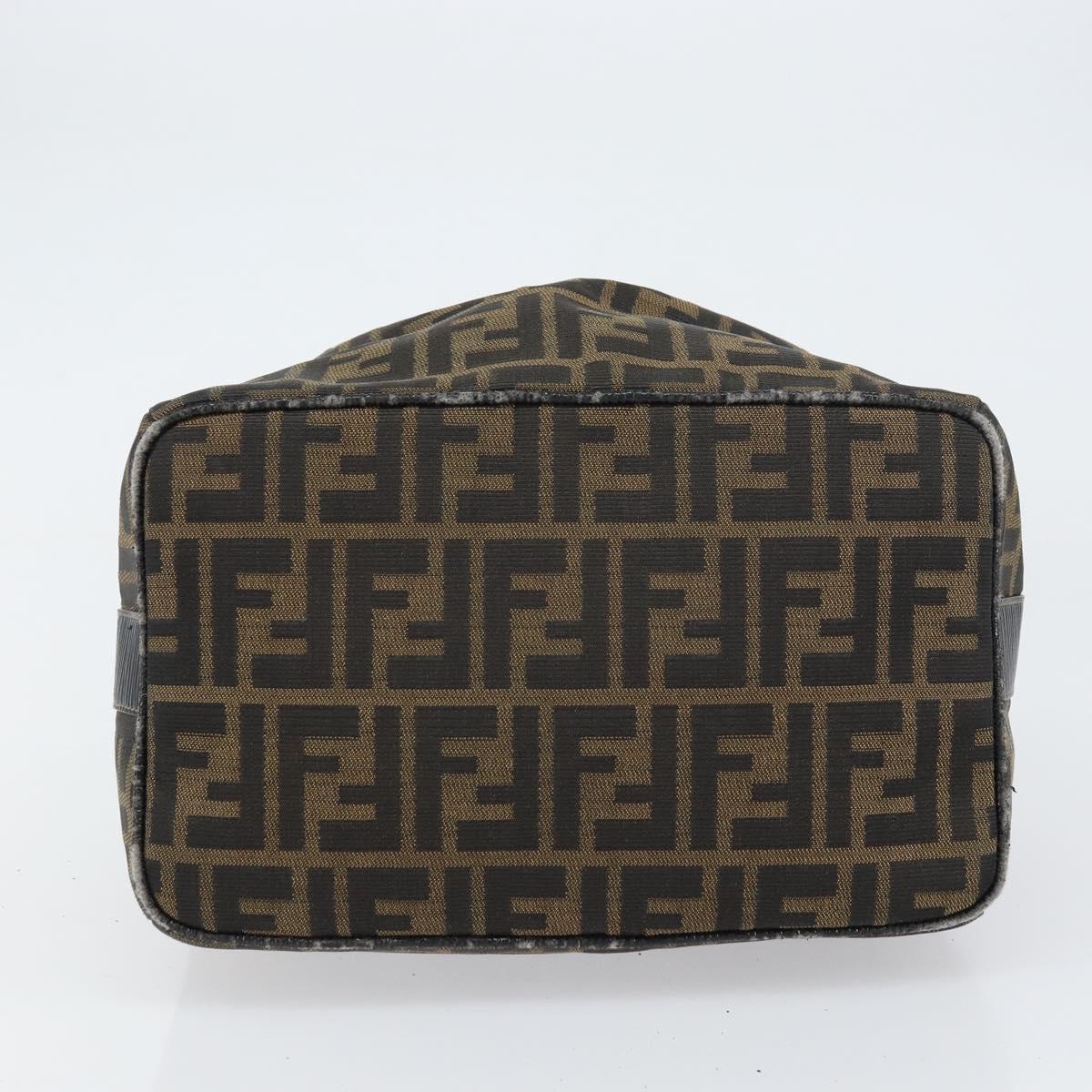 FENDI Zucca Canvas Vanity Bag Black Brown Auth 158112