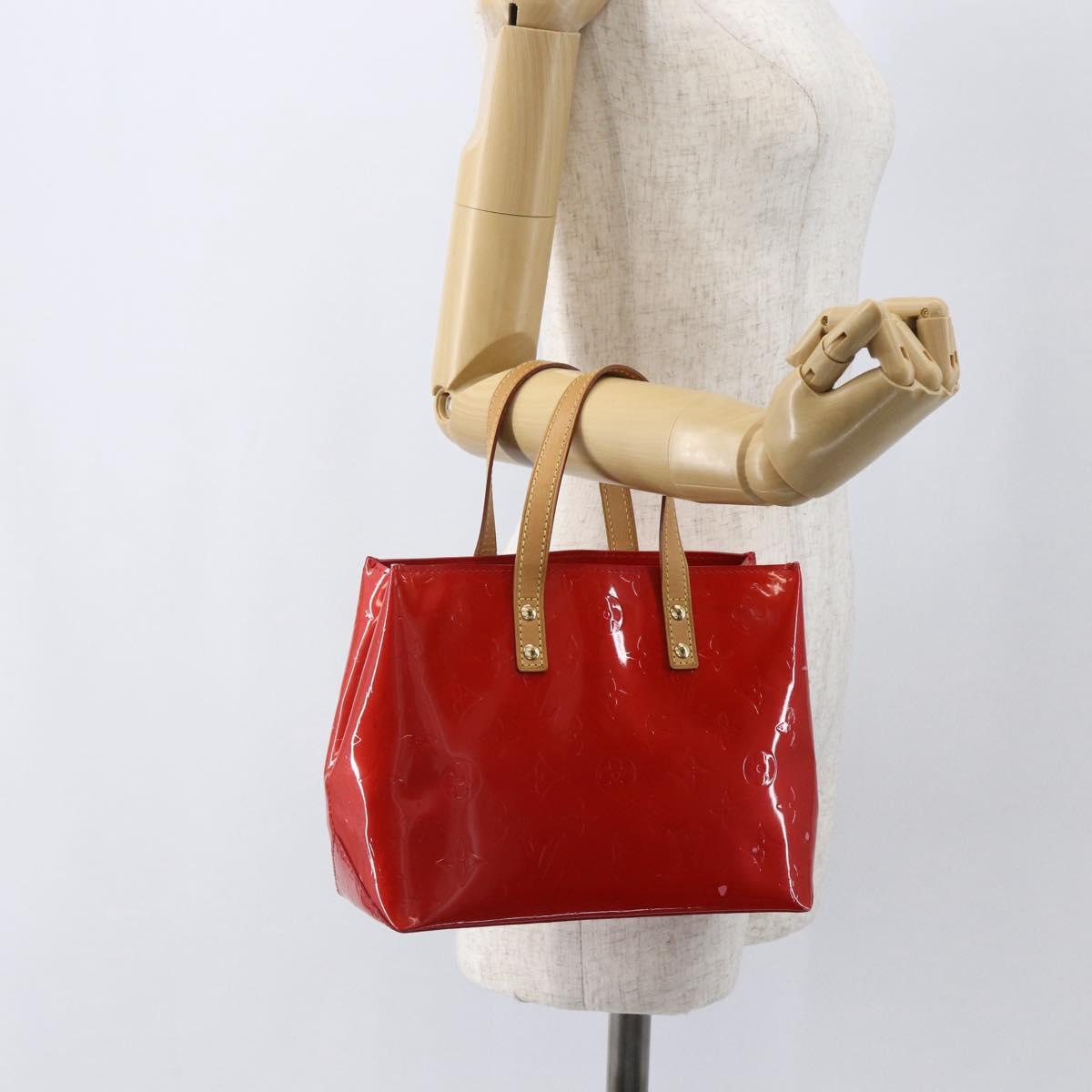 LOUIS VUITTON Monogram Vernis Reade PM Hand Bag Red Rouge M91088 LV Auth 158118