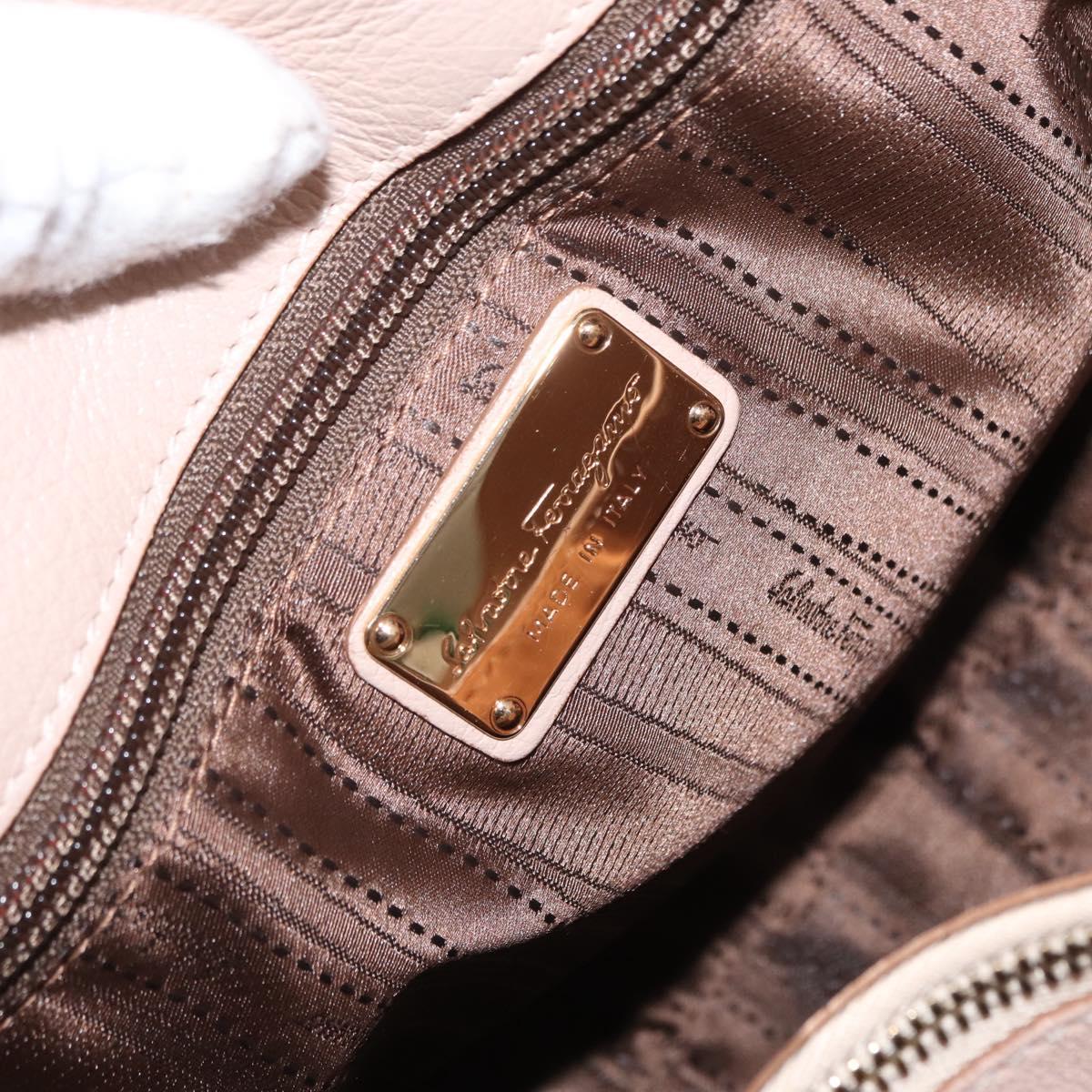 Salvatore Ferragamo Gancini Tote Bag Leather Pink Gold Auth 158121