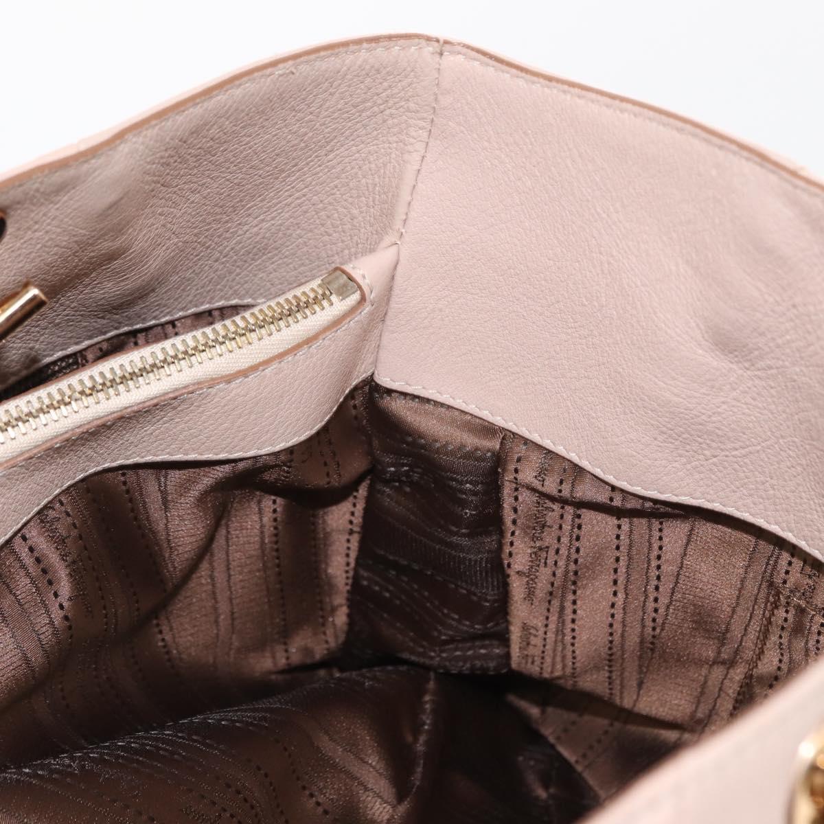 Salvatore Ferragamo Gancini Tote Bag Leather Pink Gold Auth 158121