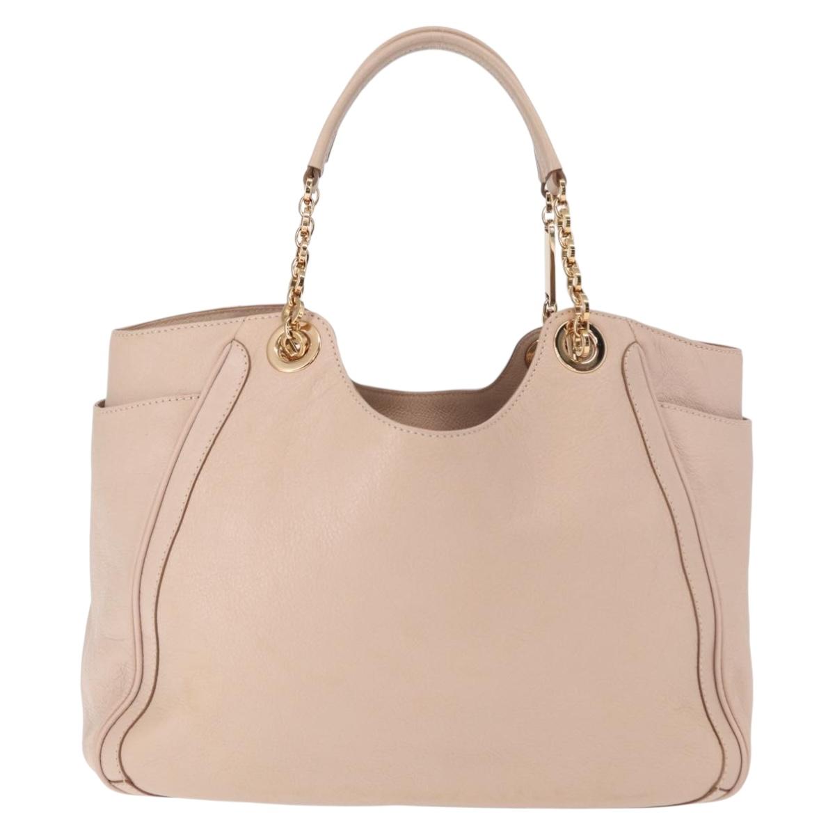 Salvatore Ferragamo Gancini Tote Bag Leather Pink Gold Auth 158121