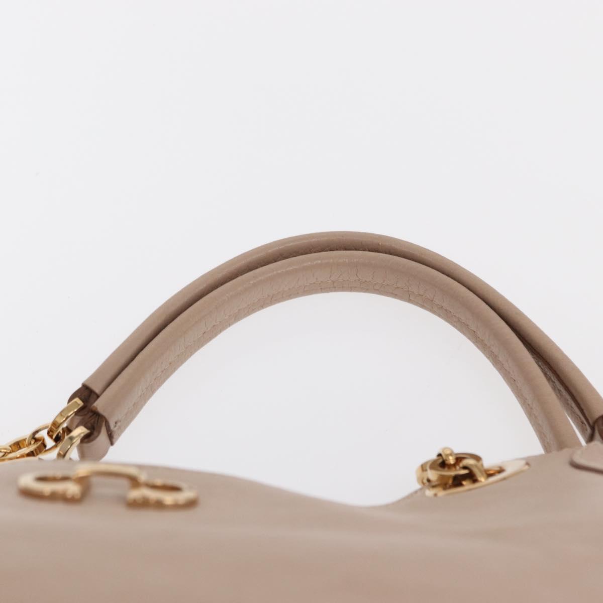 Salvatore Ferragamo Gancini Tote Bag Leather Pink Gold Auth 158121