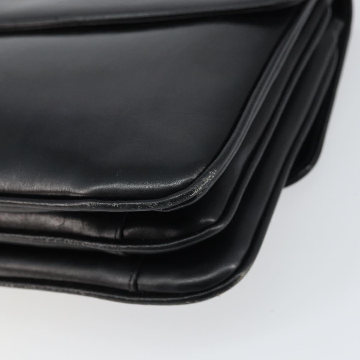 CELINE Horse Carriage Shoulder Bag Leather Black Gold Auth 158123