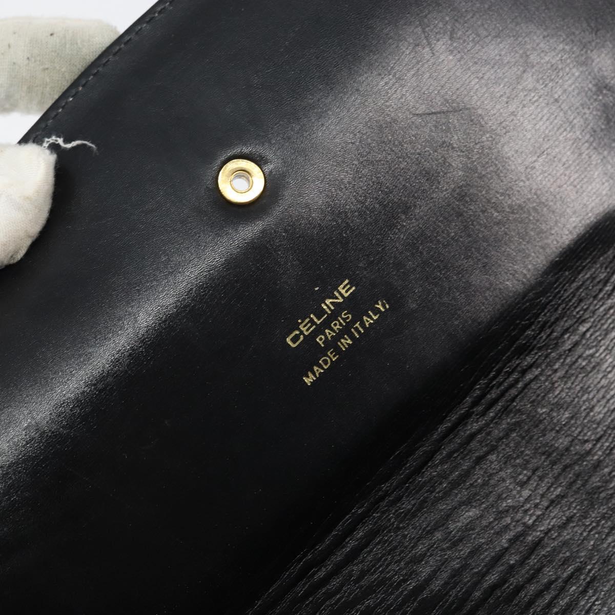 CELINE Horse Carriage Shoulder Bag Leather Black Gold Auth 158123