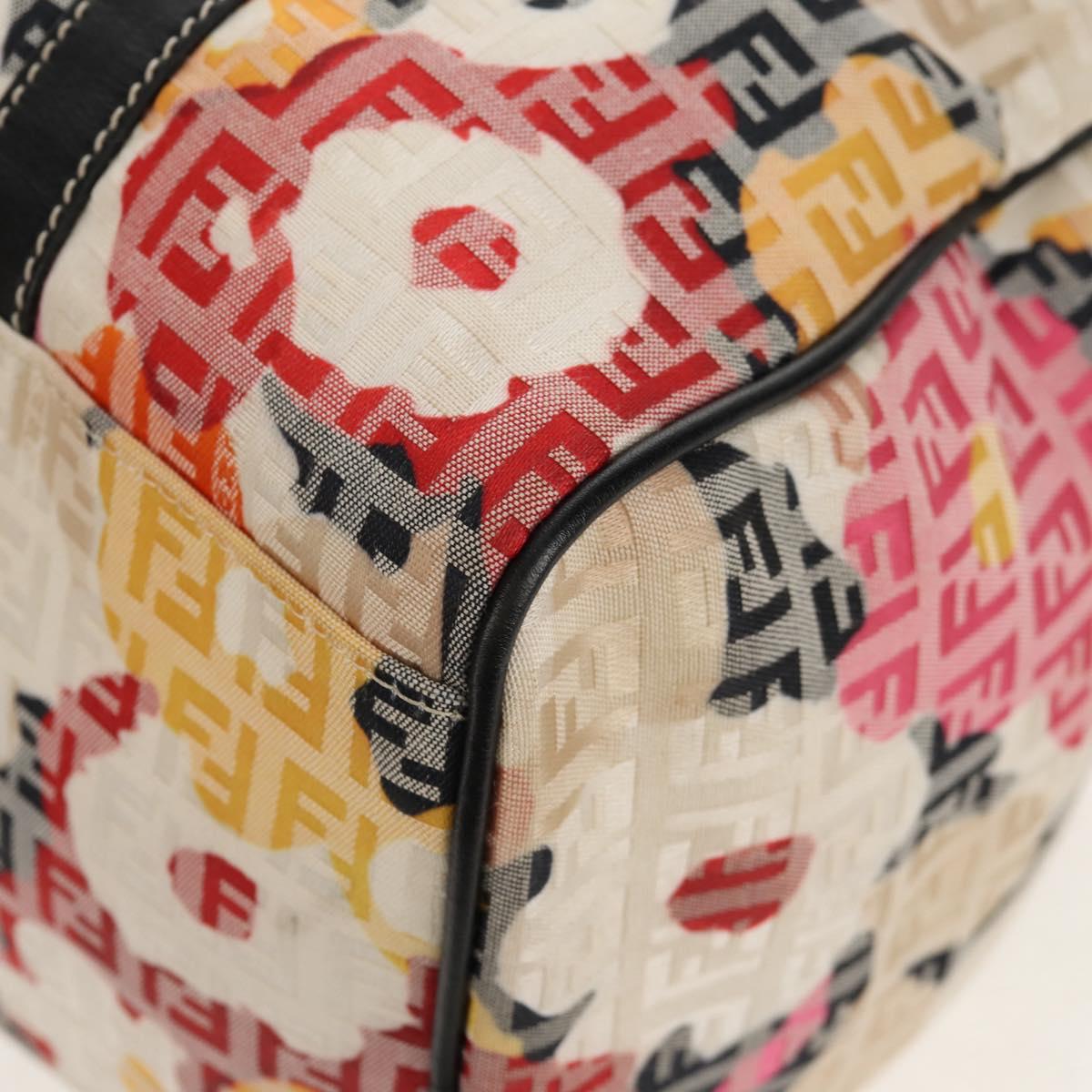 FENDI Zucchino Canvas Boston Bag Multicolor Gold Auth 158130SAV