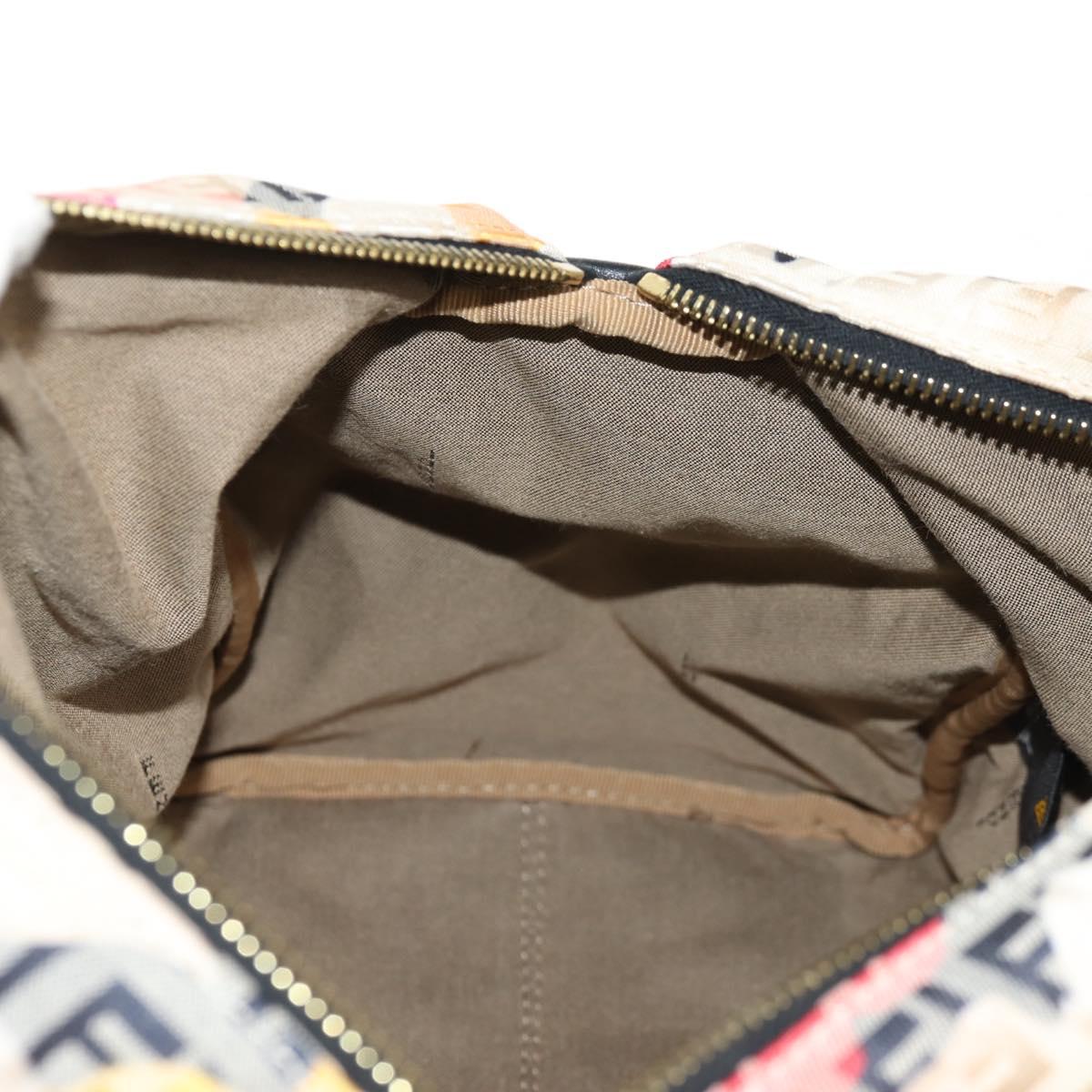 FENDI Zucchino Canvas Boston Bag Multicolor Gold Auth 158130SAV