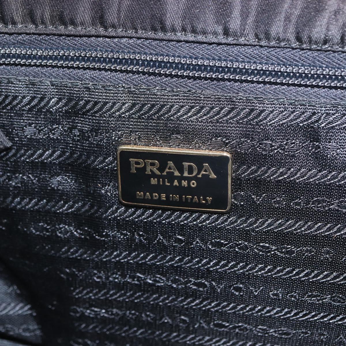 PRADA Hand Bag Nylon Black gold Auth 158131