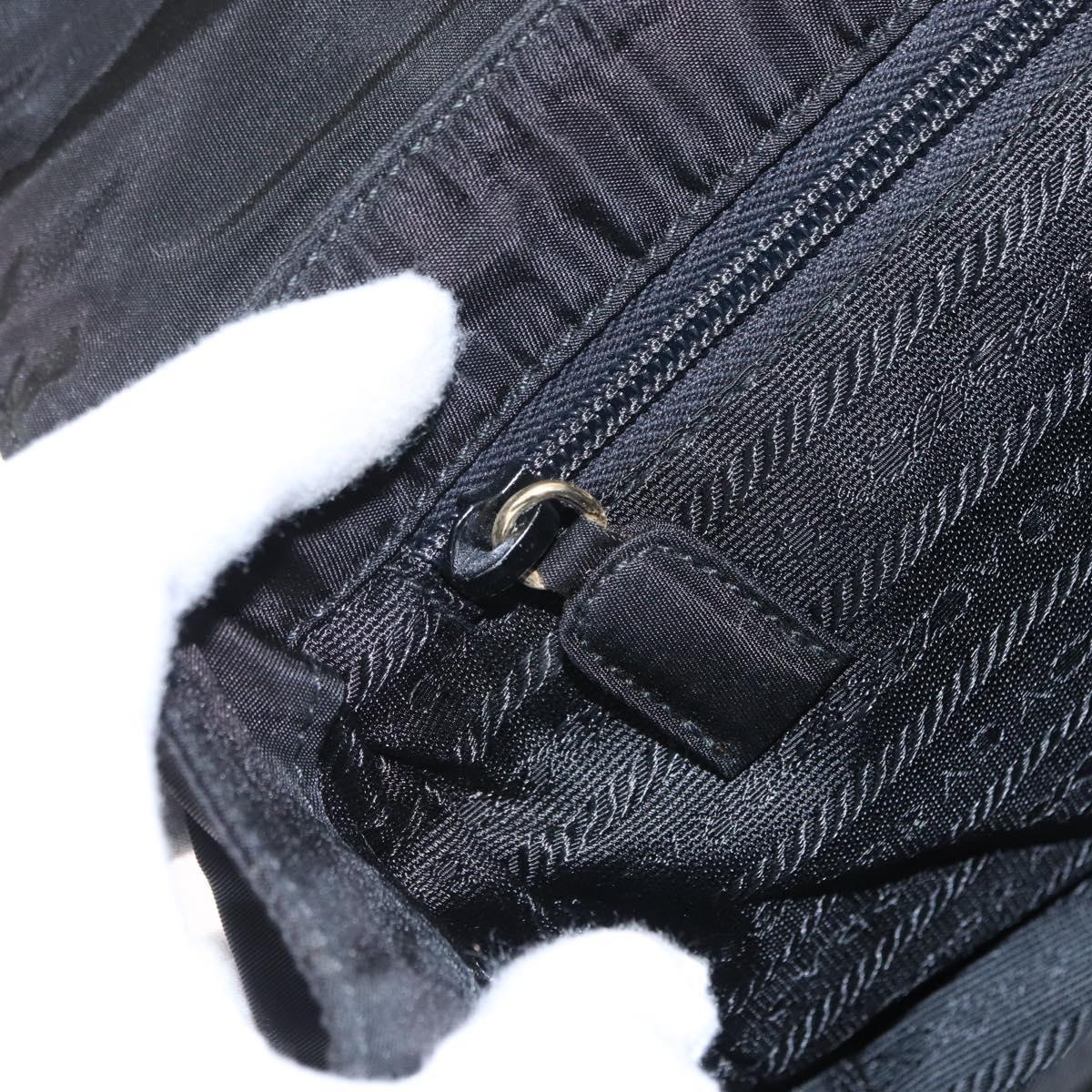 PRADA Hand Bag Nylon Black gold Auth 158131