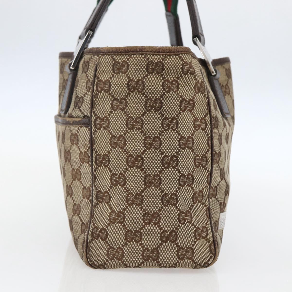 GUCCI GG Canvas Web Sherry Line Tote Bag Beige Green Red 115810 Auth 158134