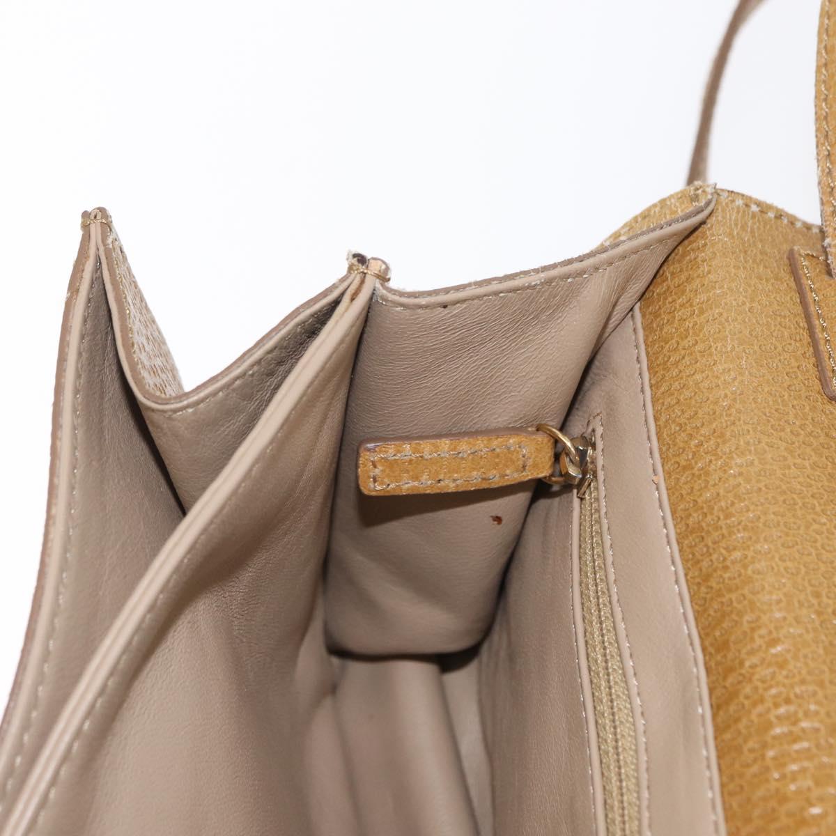 FENDI Hand Bag Leather 2way Brown Gold Auth 158141