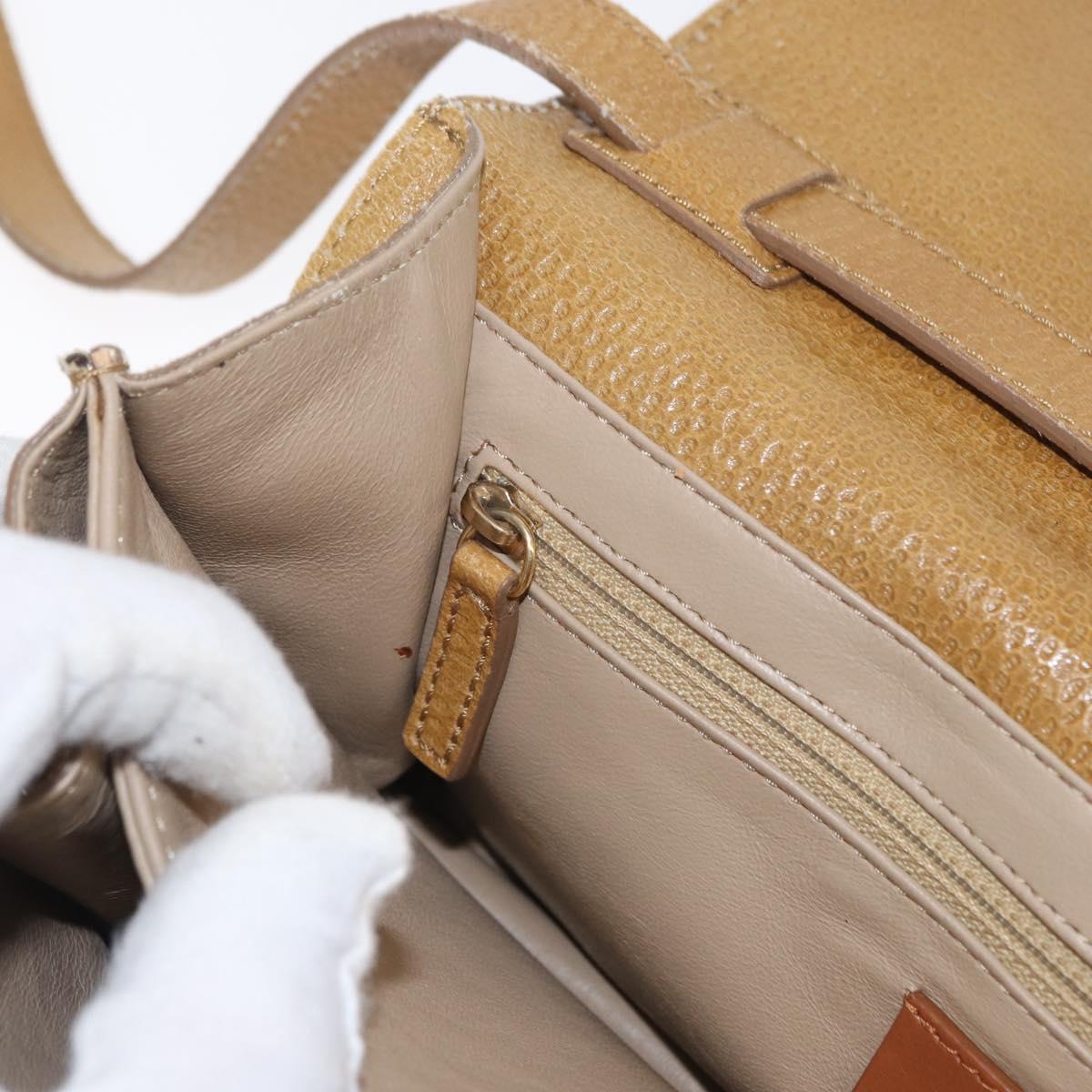 FENDI Hand Bag Leather 2way Brown Gold Auth 158141