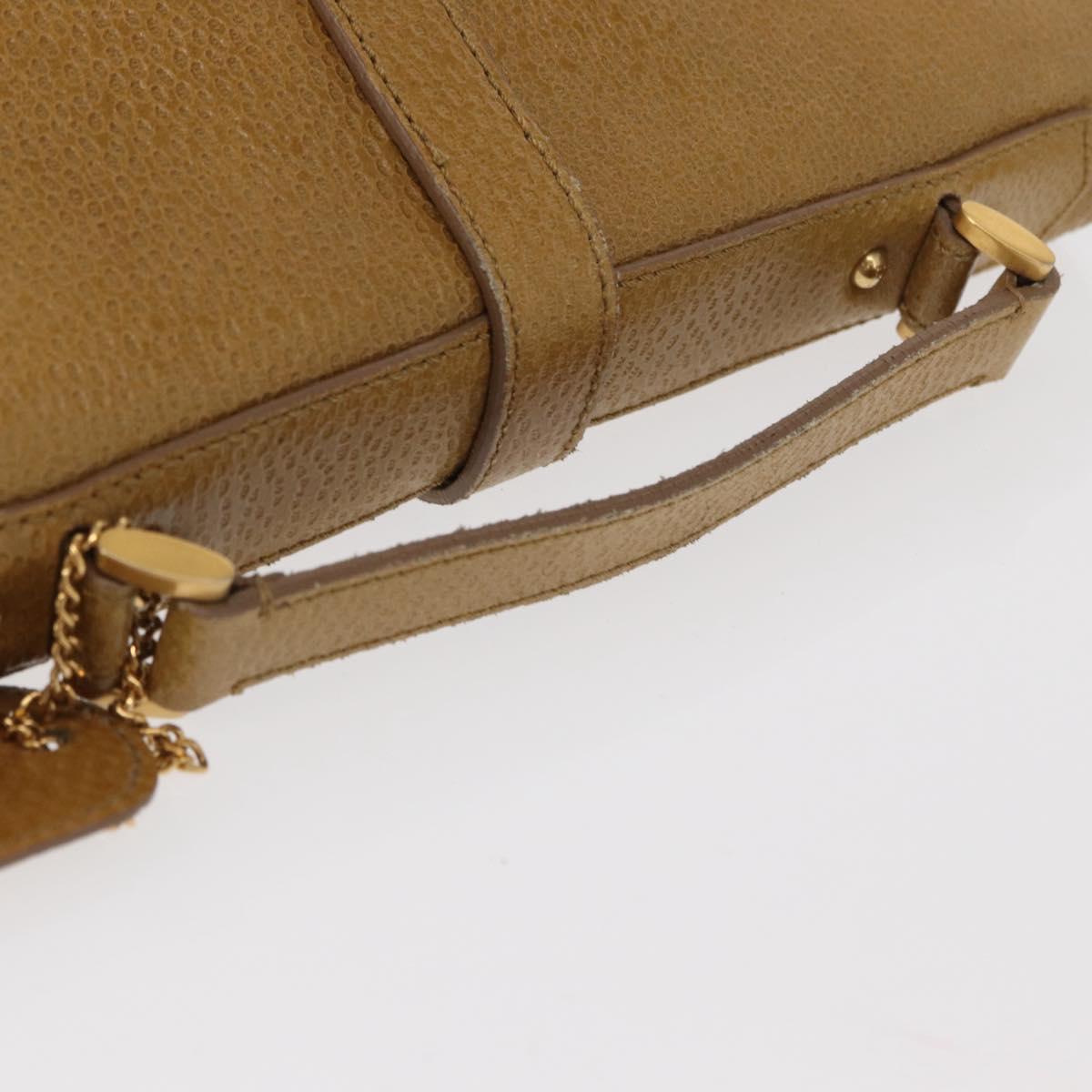 FENDI Hand Bag Leather 2way Brown Gold Auth 158141