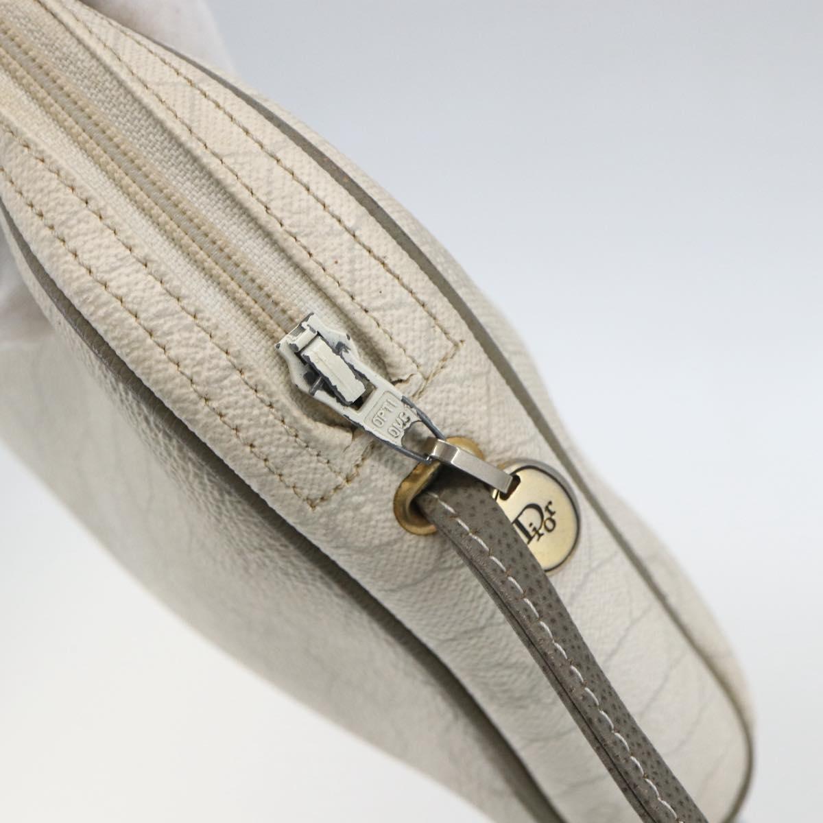 Christian Dior Honeycomb Canvas Shoulder Bag PVC Gold White Auth 158146