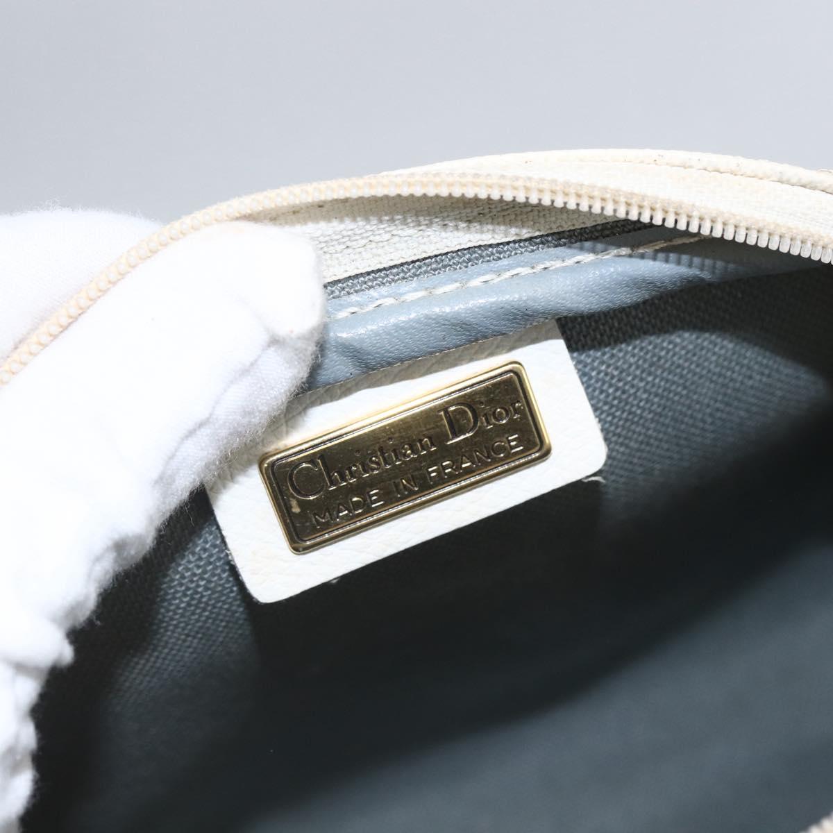 Christian Dior Honeycomb Canvas Shoulder Bag PVC Gold White Auth 158146