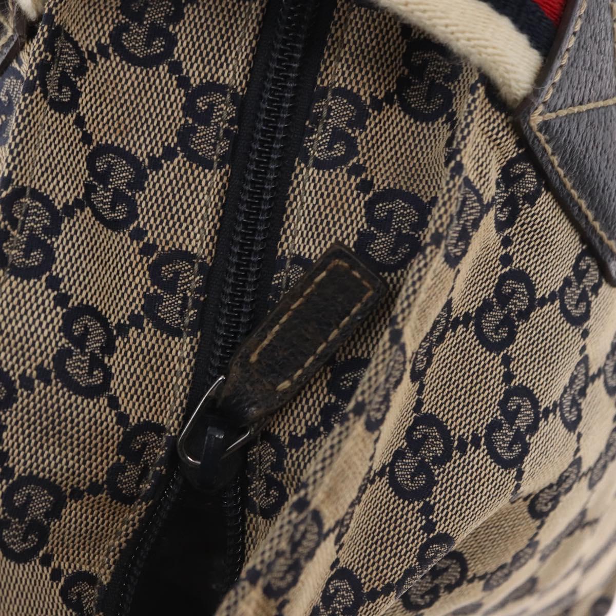 GUCCI GG Canvas Sherry Line Tote Bag Navy 131230 Auth 158147