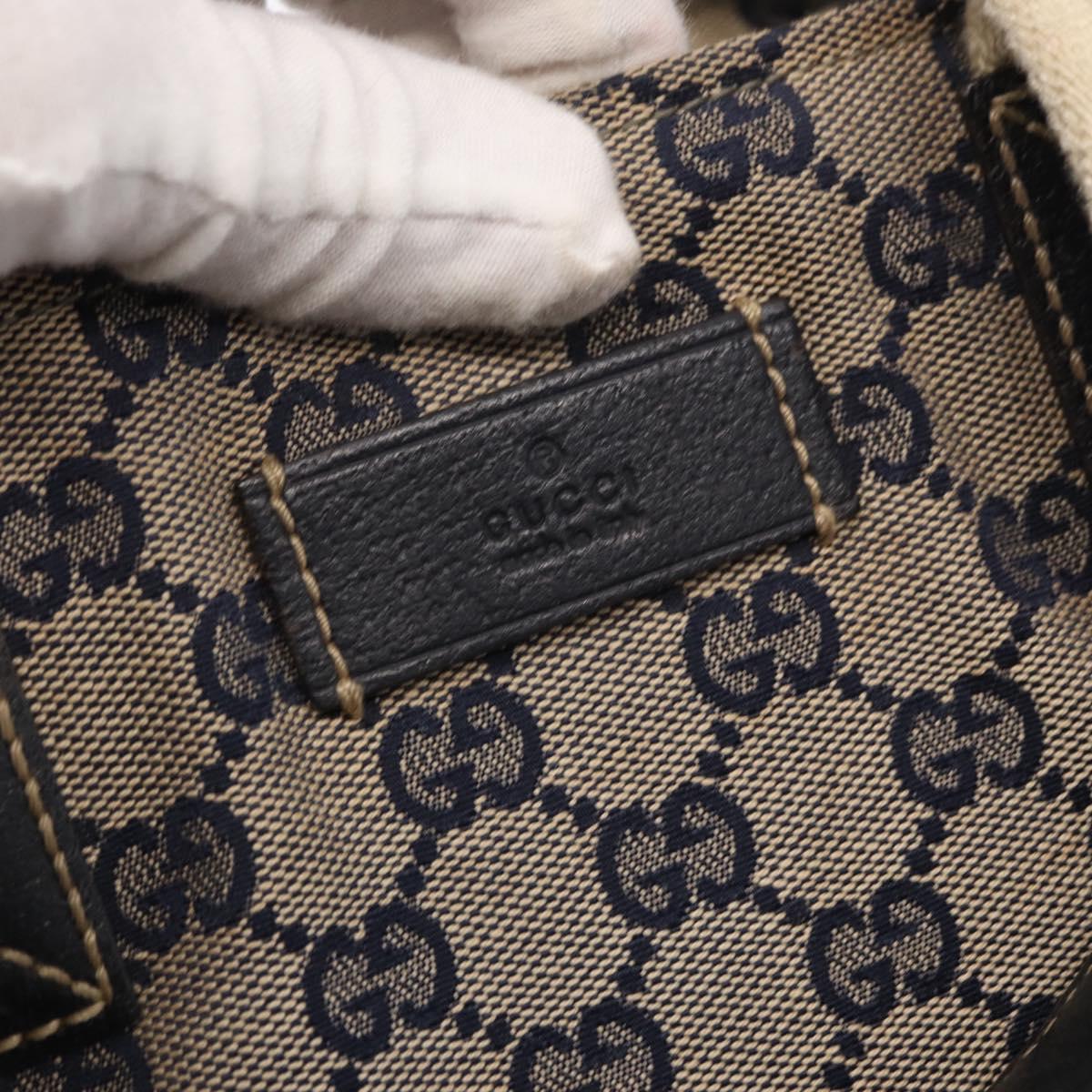 GUCCI GG Canvas Sherry Line Tote Bag Navy 131230 Auth 158147