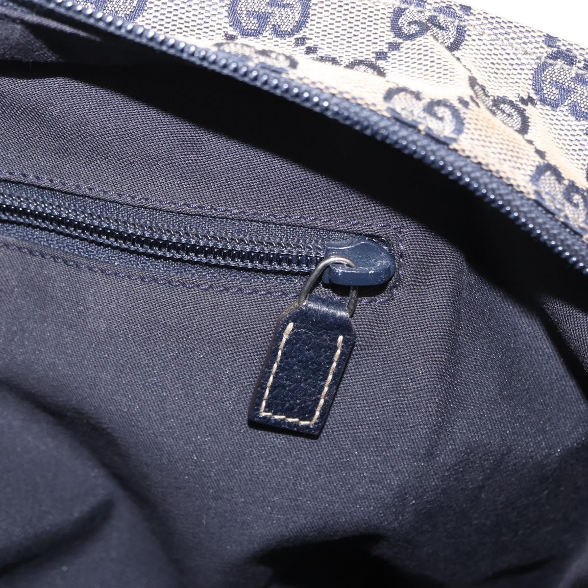 GUCCI GG Canvas Sherry Line Tote Bag Navy 131230 Auth 158147