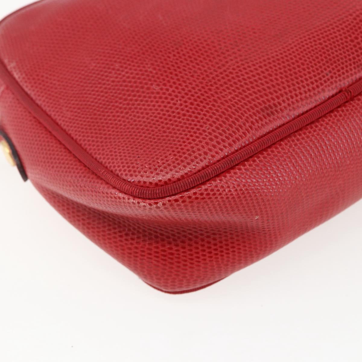 Salvatore Ferragamo Vala Shoulder Bag Leather Red Gold Auth 158148