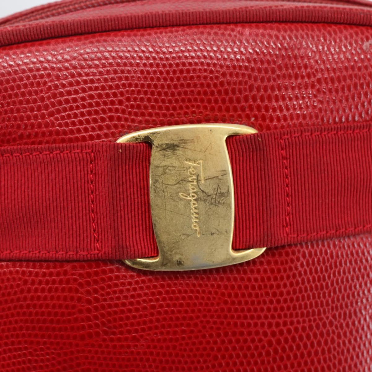 Salvatore Ferragamo Vala Shoulder Bag Leather Red Gold Auth 158148