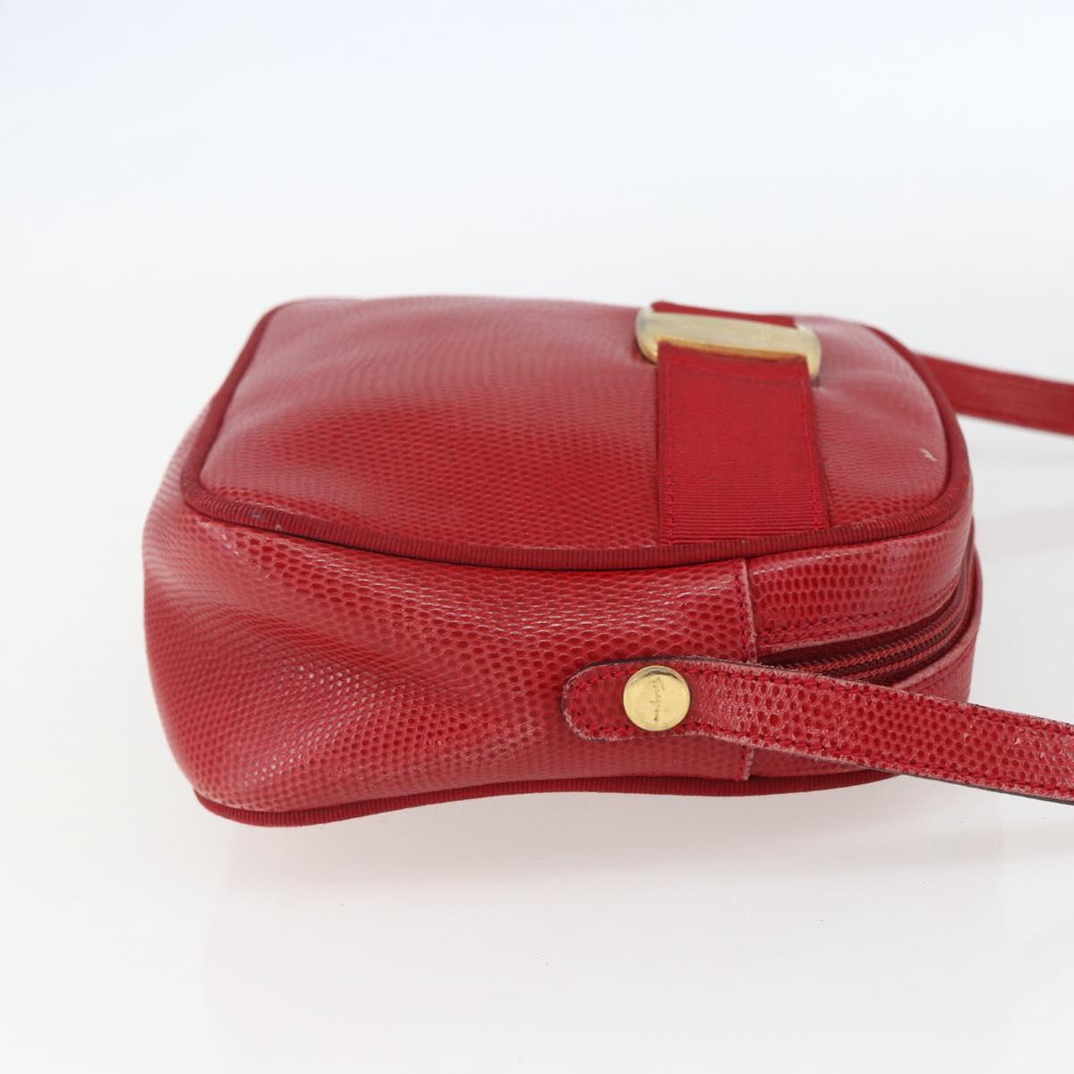 Salvatore Ferragamo Vala Shoulder Bag Leather Red Gold Auth 158148