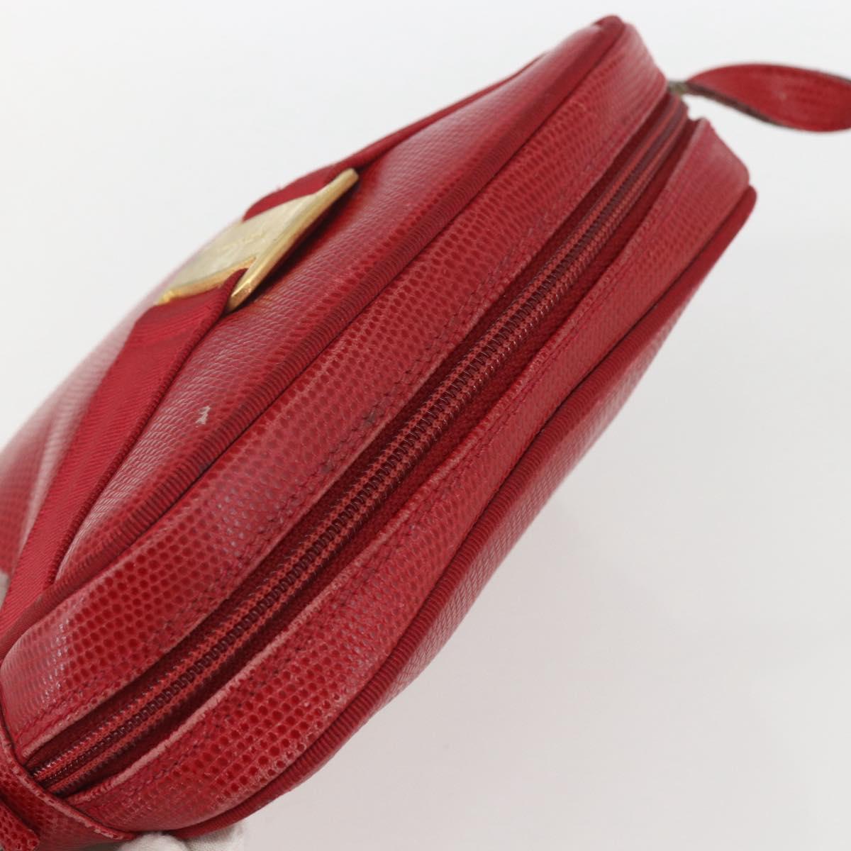 Salvatore Ferragamo Vala Shoulder Bag Leather Red Gold Auth 158148