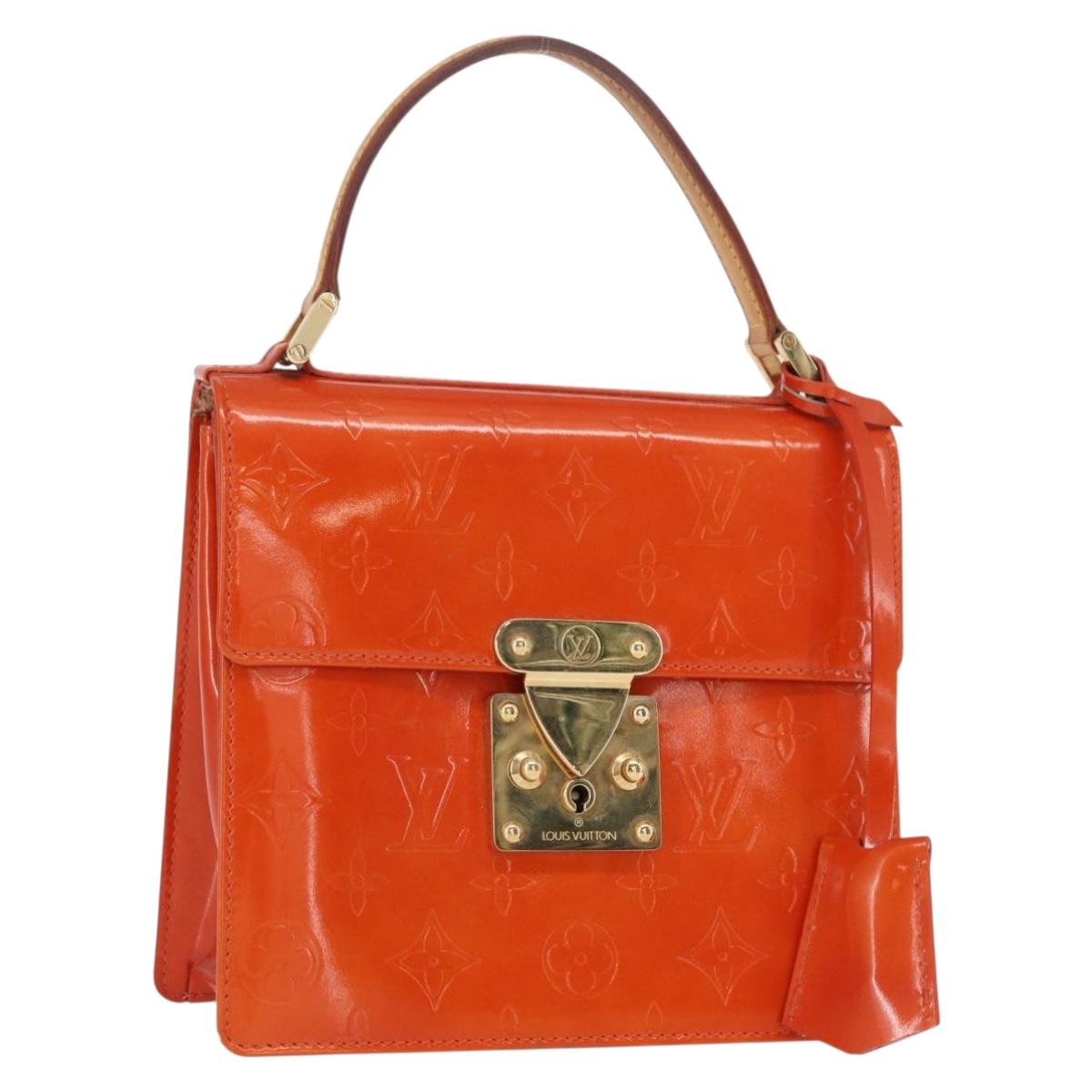 LOUIS VUITTON Monogram Vernis Spring Street Hand Bag Orange M91025 Auth 158151
