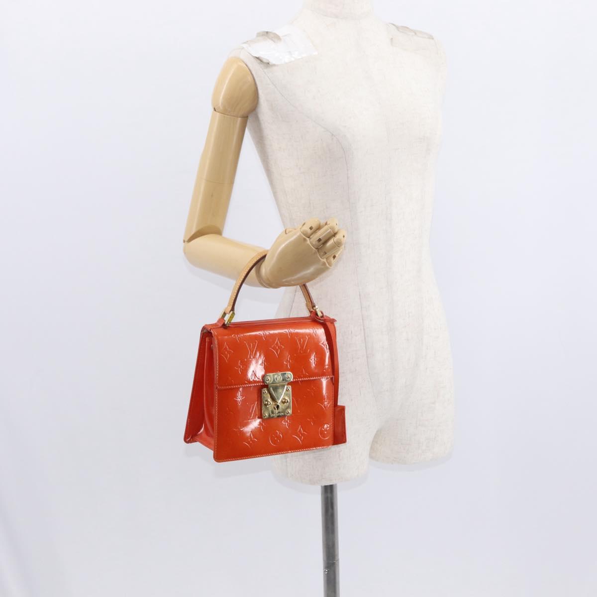 LOUIS VUITTON Monogram Vernis Spring Street Hand Bag Orange M91025 Auth 158151