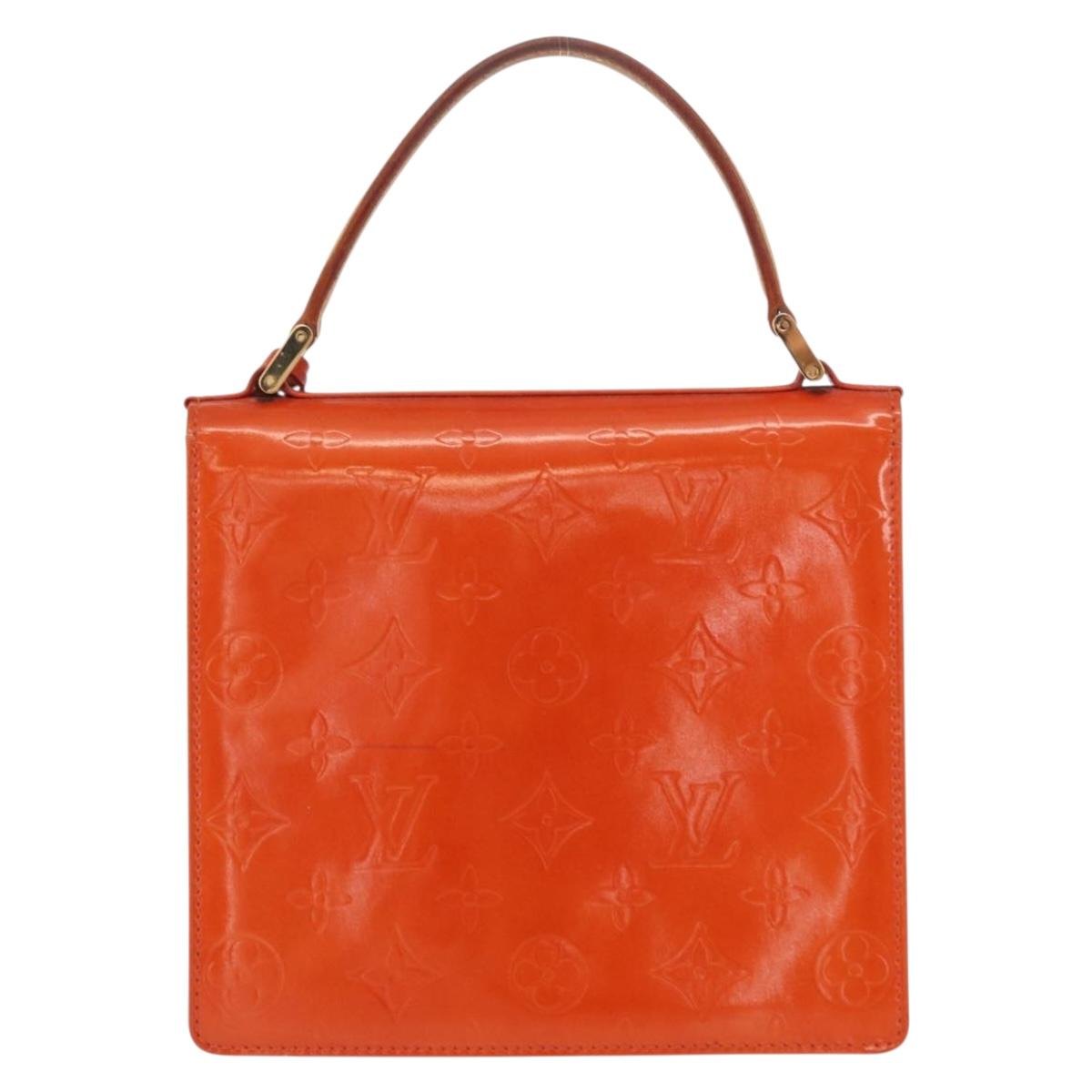 LOUIS VUITTON Monogram Vernis Spring Street Hand Bag Orange M91025 Auth 158151