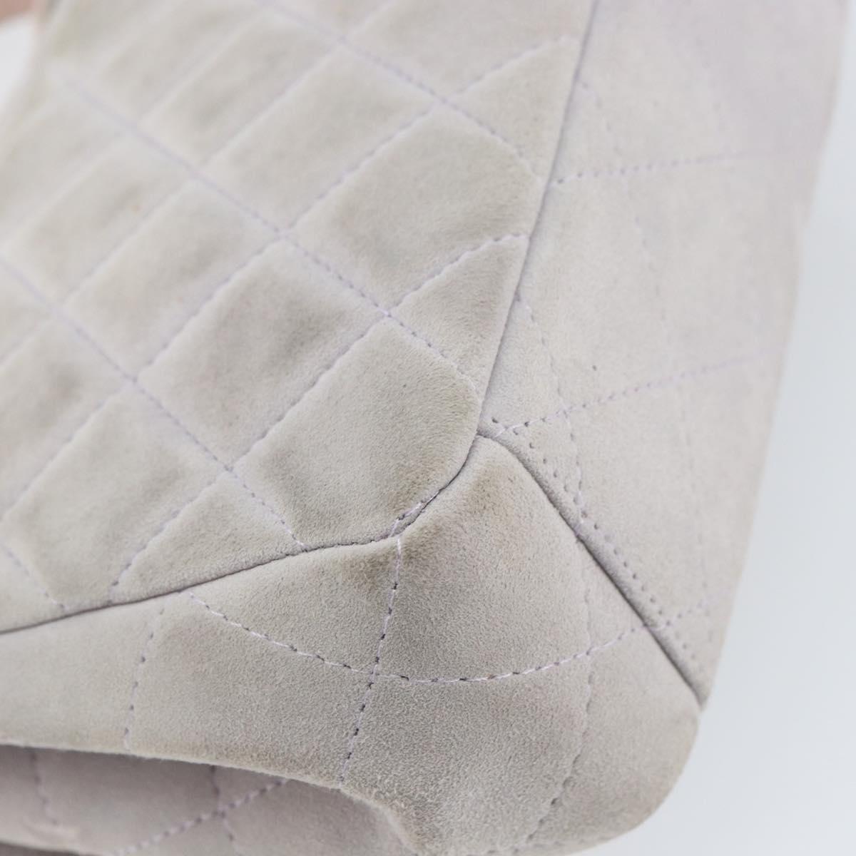 CHANEL Matelasse Hand Bag Suede Purple Silver CC Auth 158159