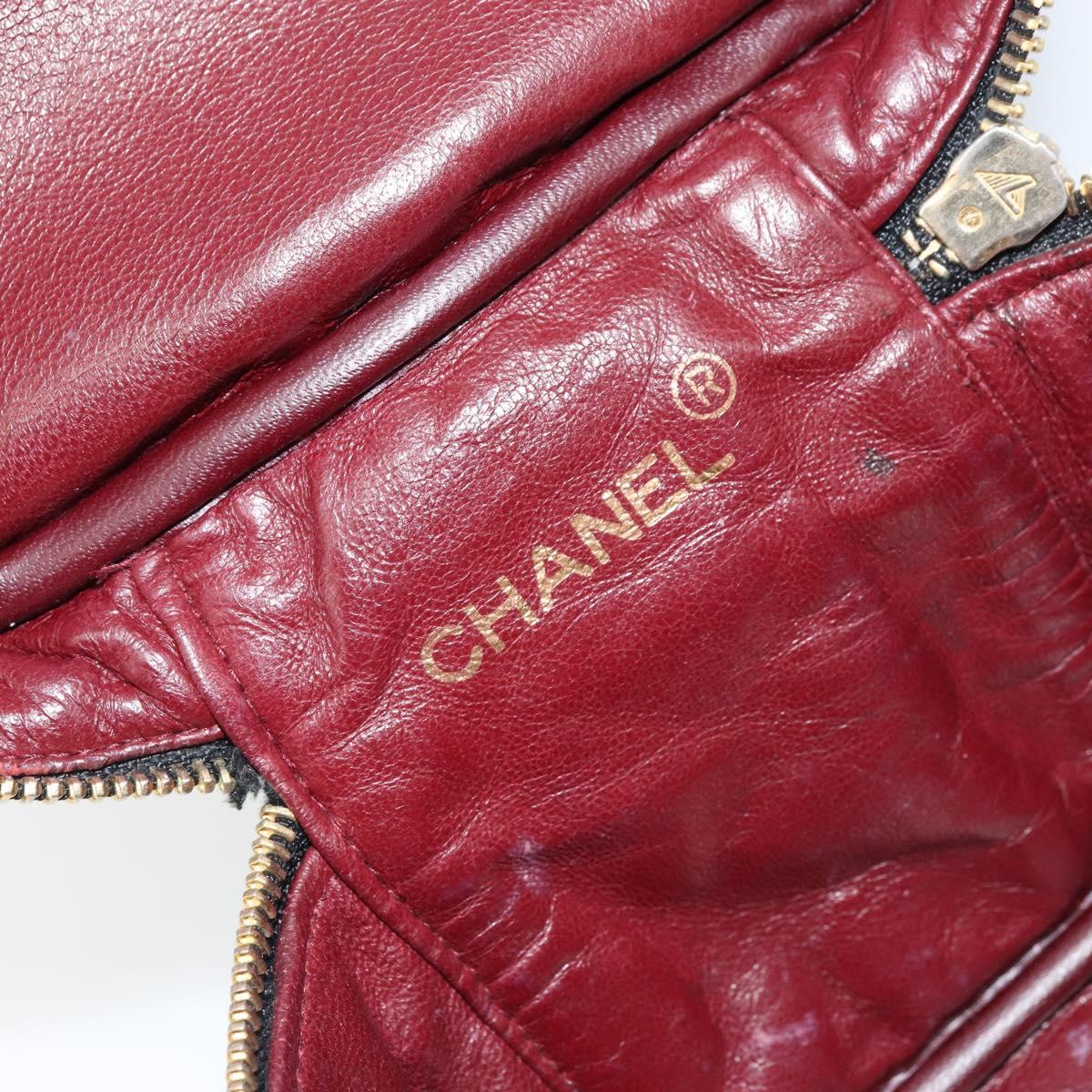 CHANEL Matelasse Vanity Pouch Hand Bag Lamb Skin Black Gold CC Auth 158160A