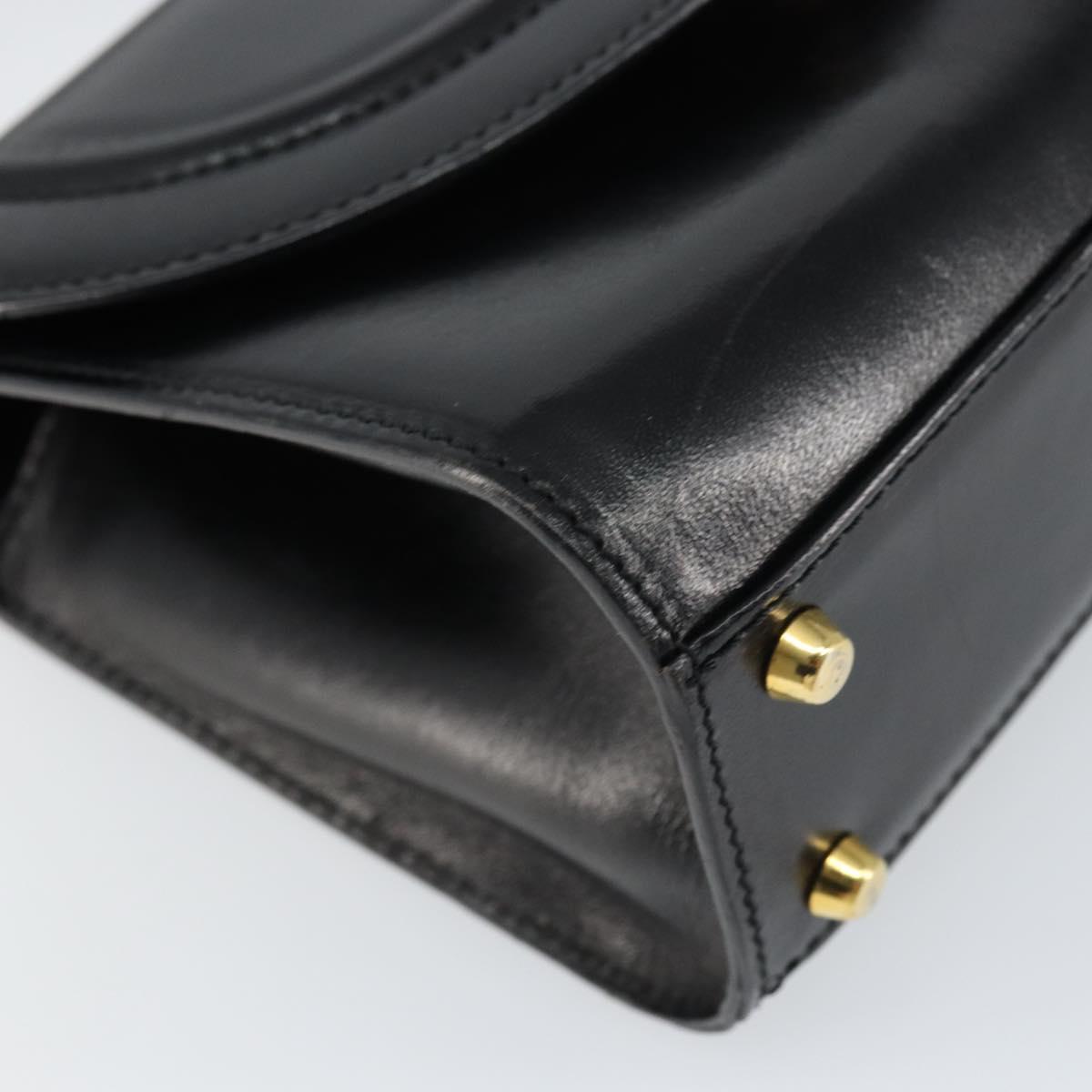 BALLY Hand Bag Leather 2way Black Gold Auth 158161