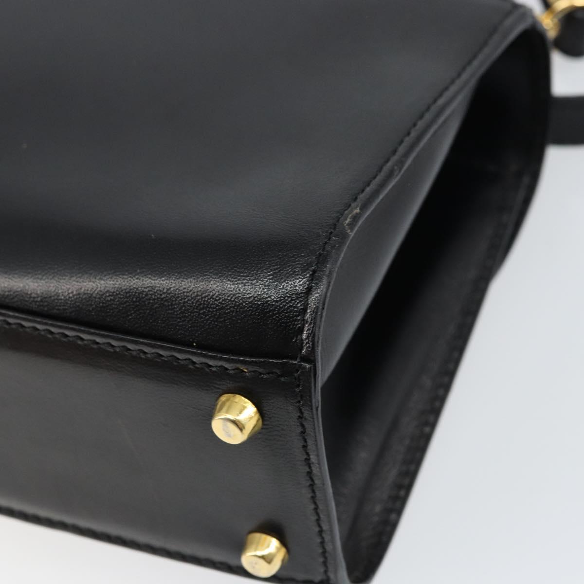 BALLY Hand Bag Leather 2way Black Gold Auth 158161