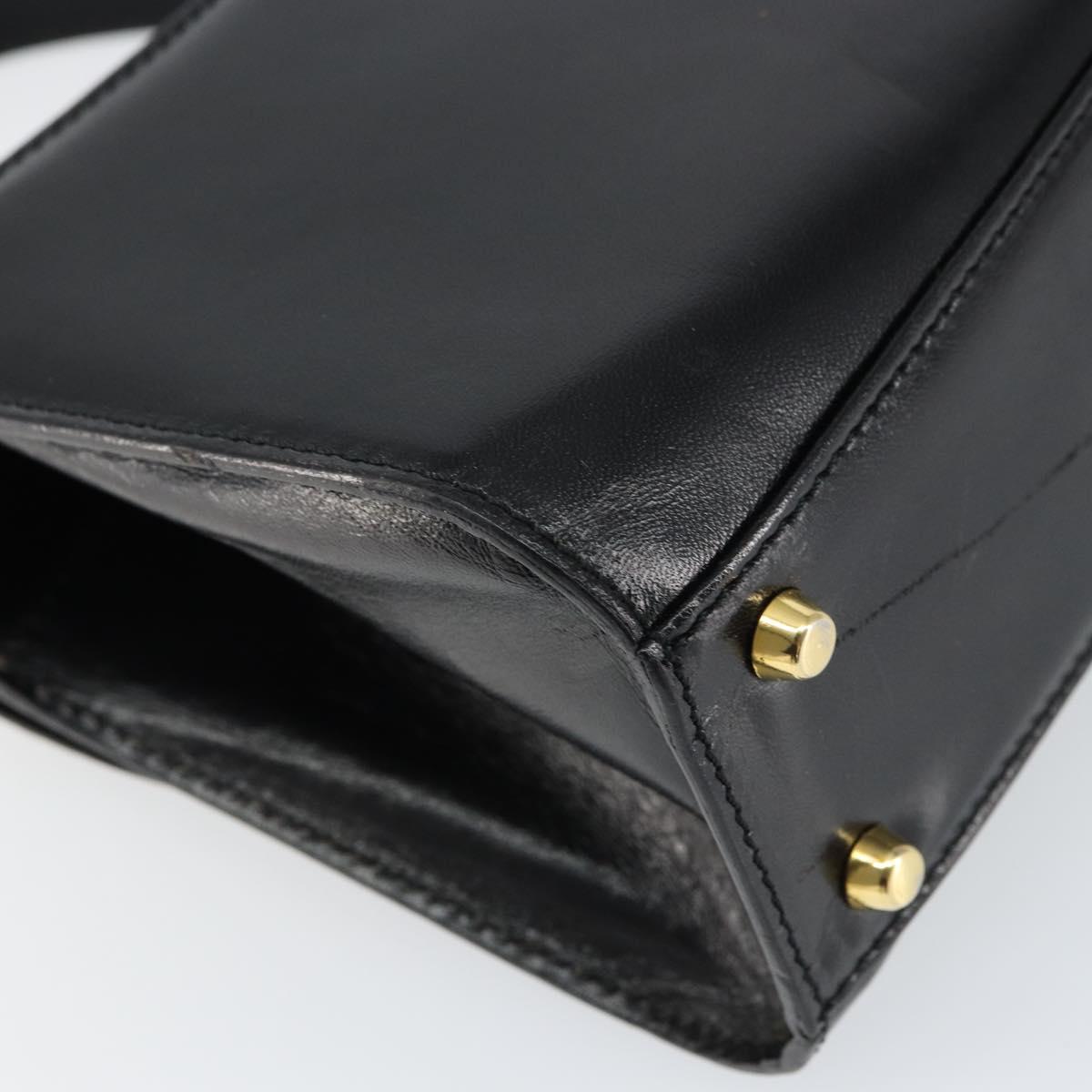 BALLY Hand Bag Leather 2way Black Gold Auth 158161