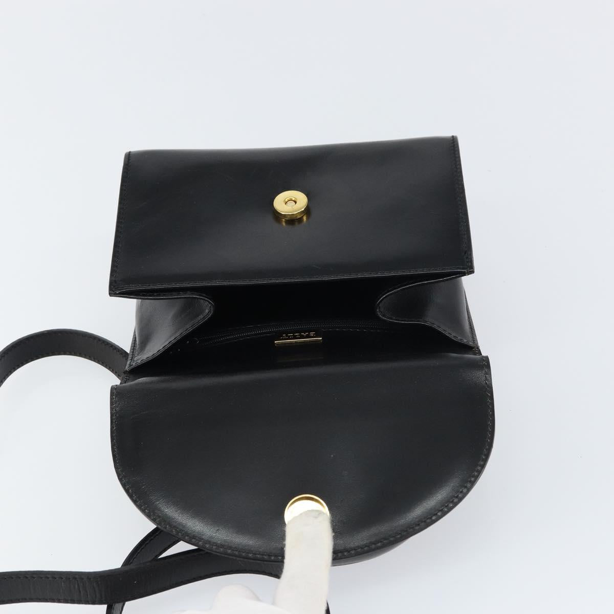 BALLY Hand Bag Leather 2way Black Gold Auth 158161
