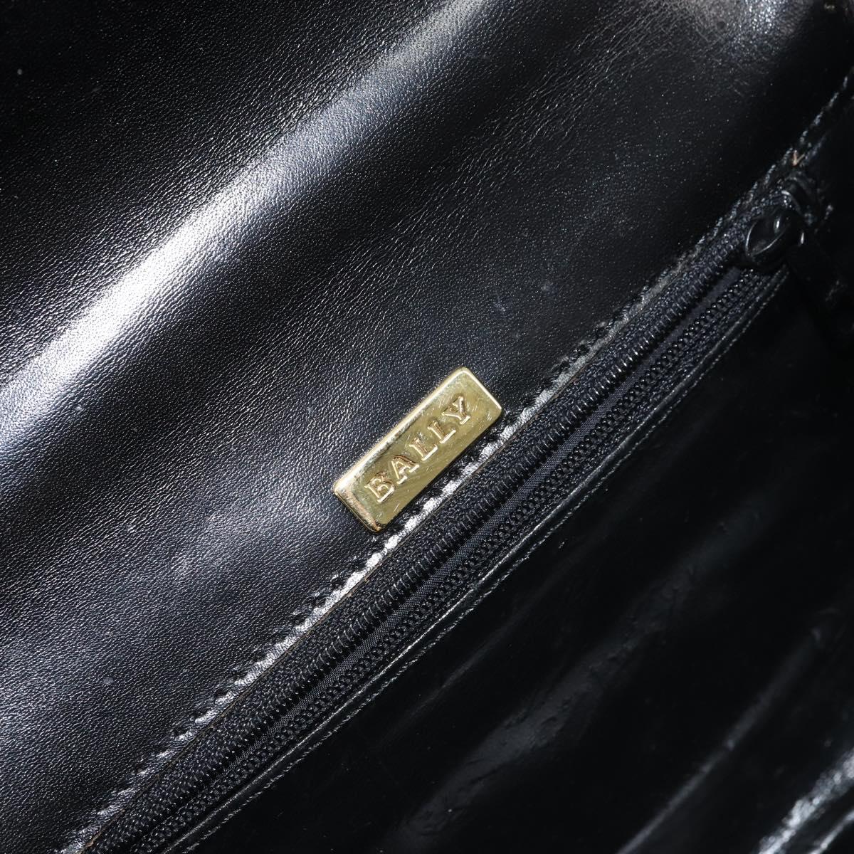 BALLY Hand Bag Leather 2way Black Gold Auth 158161