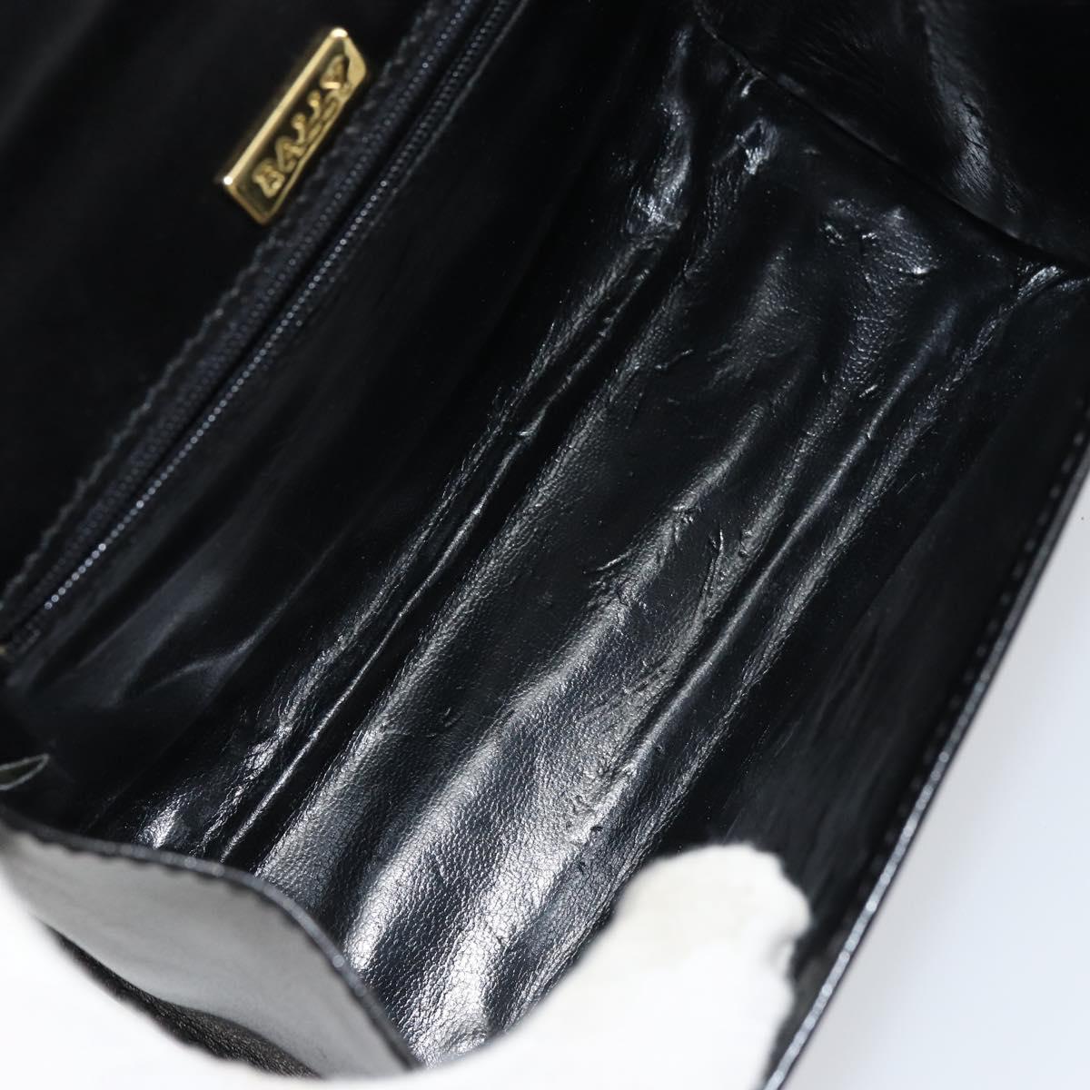 BALLY Hand Bag Leather 2way Black Gold Auth 158161