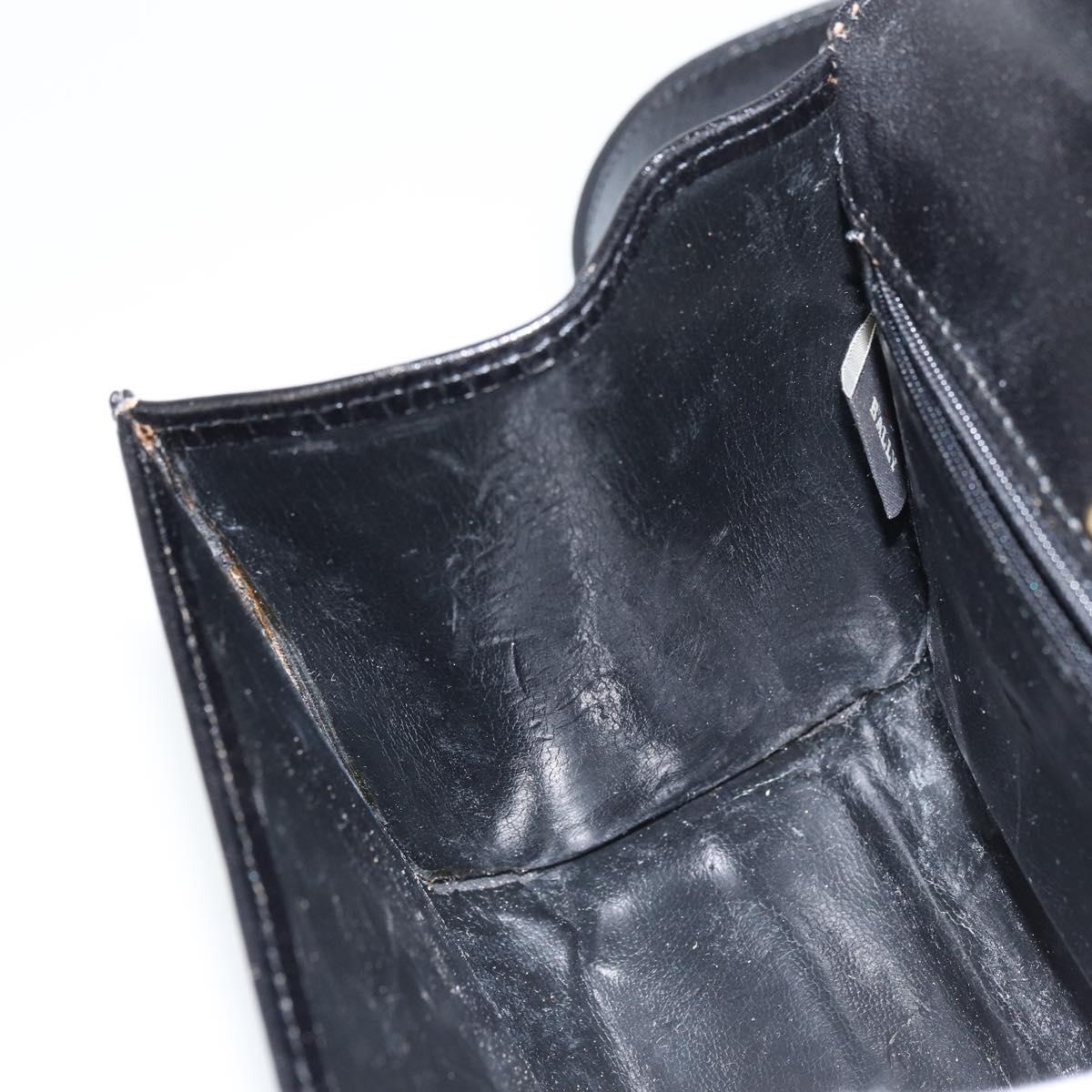 BALLY Hand Bag Leather 2way Black Gold Auth 158161