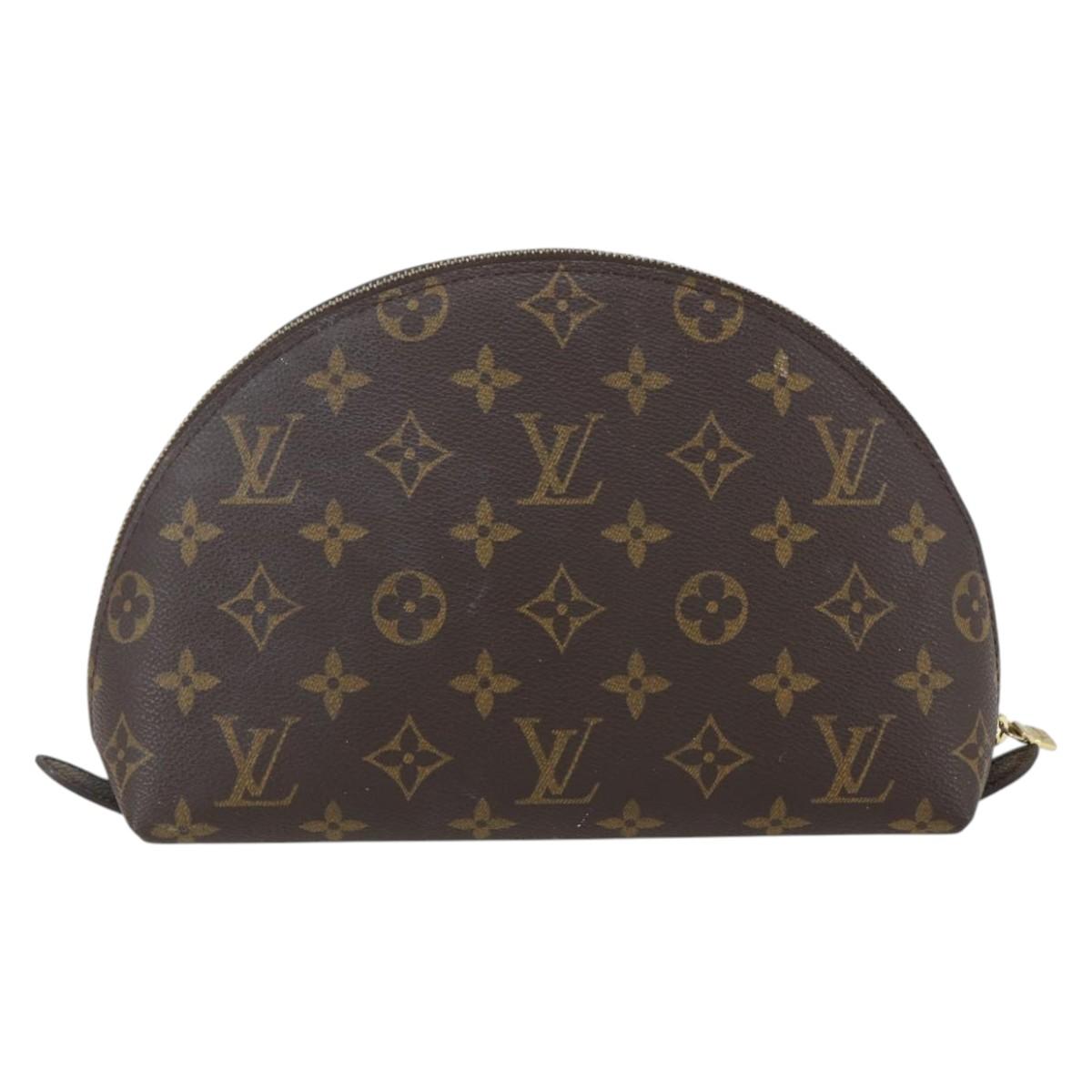 LOUIS VUITTON Monogram Trousse Demi Ronde Cosmetic Pouch M47520 LV Auth 158168