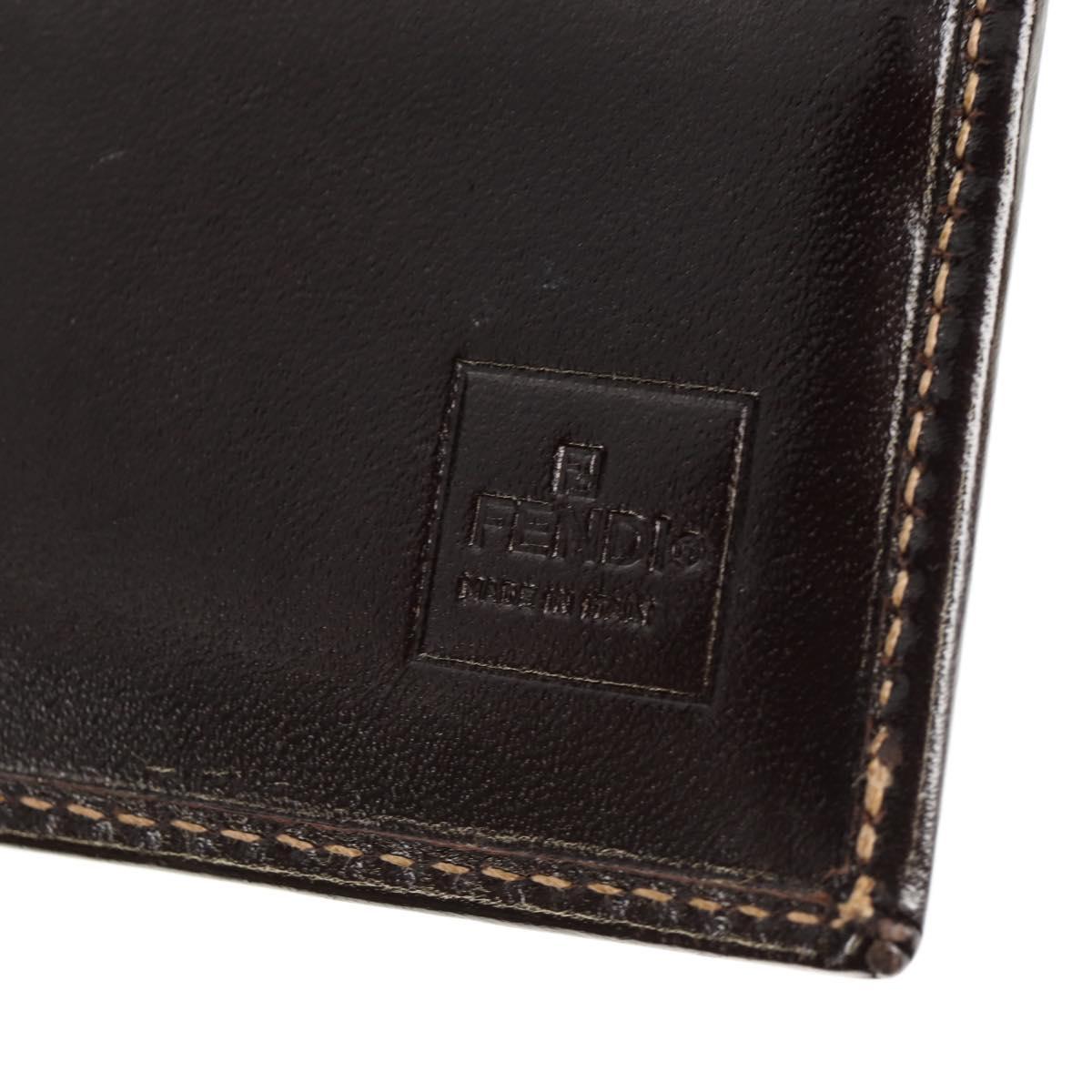 FENDI Zucca Canvas Compact Wallet Black Brown Auth 158171V