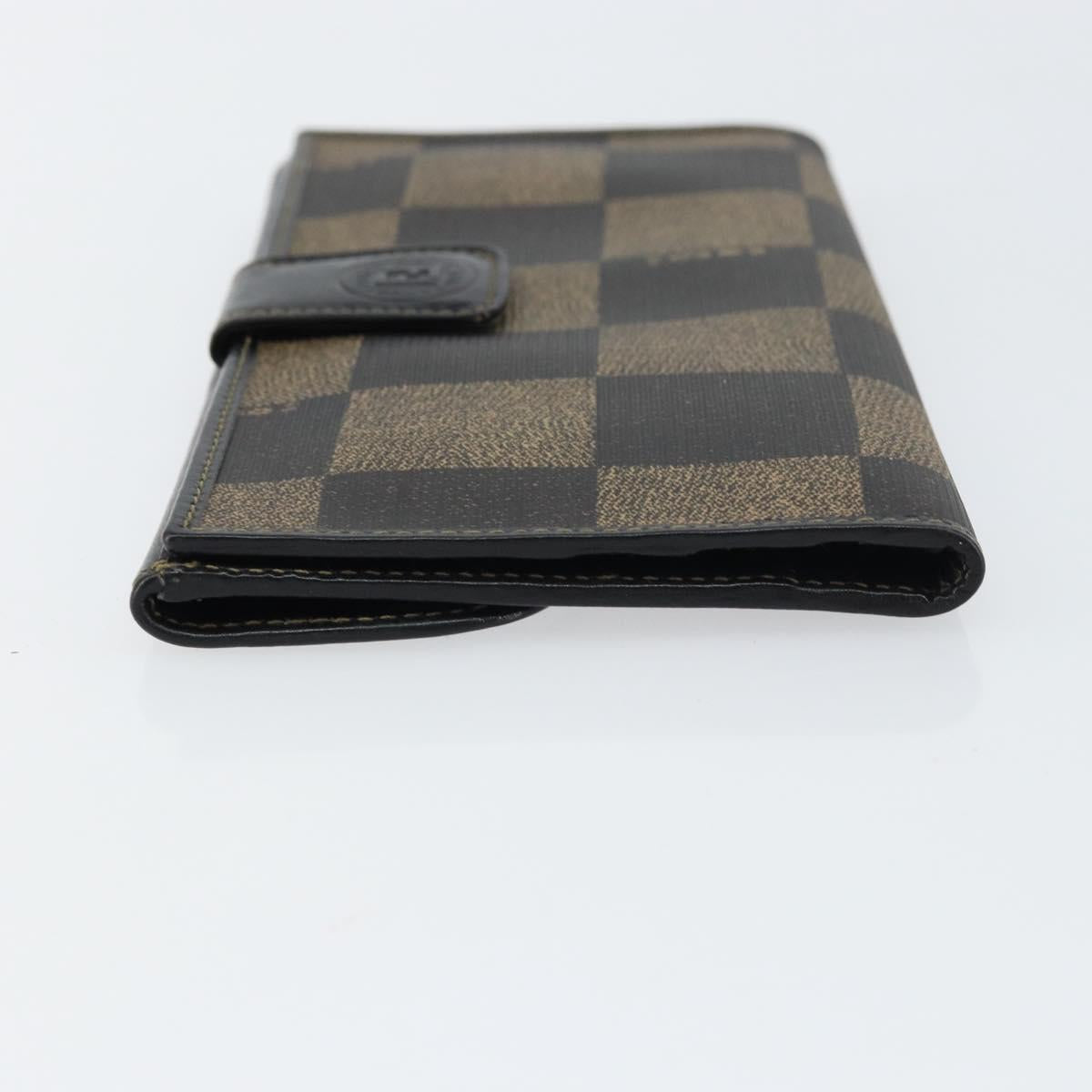 FENDI Pecan Canvas Long Wallet Black Brown Black Brown Auth 158174