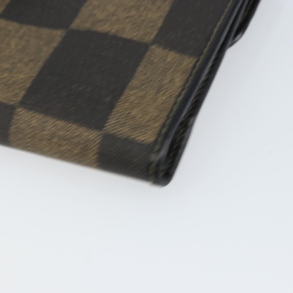 FENDI Pecan Canvas Long Wallet Black Brown Black Brown Auth 158174