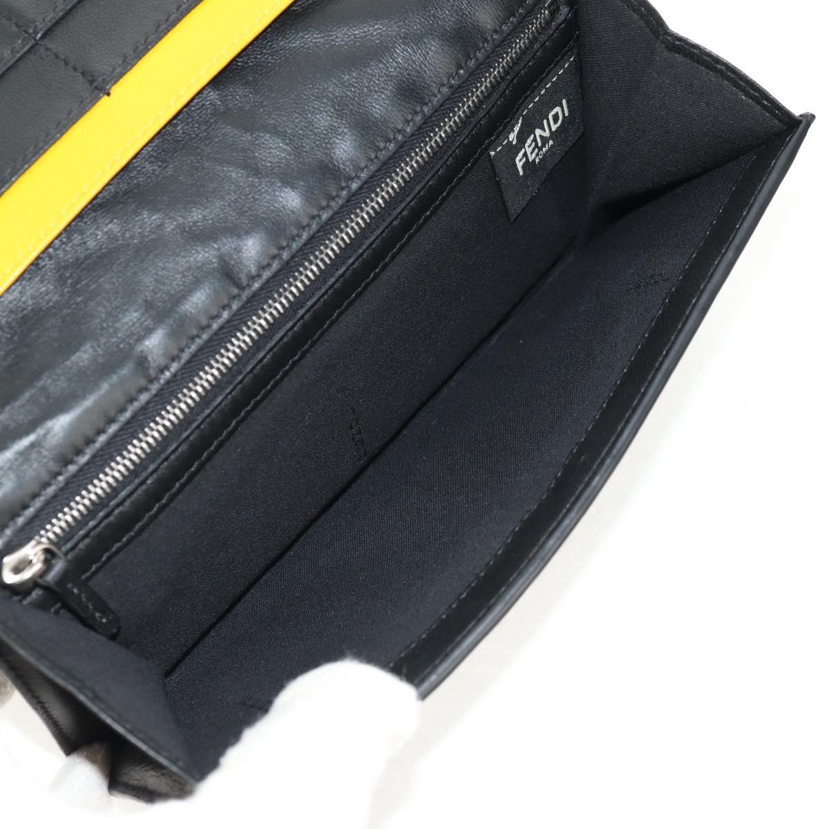 FENDI Zucca Canvas Wallet Leather Black Auth 158176V