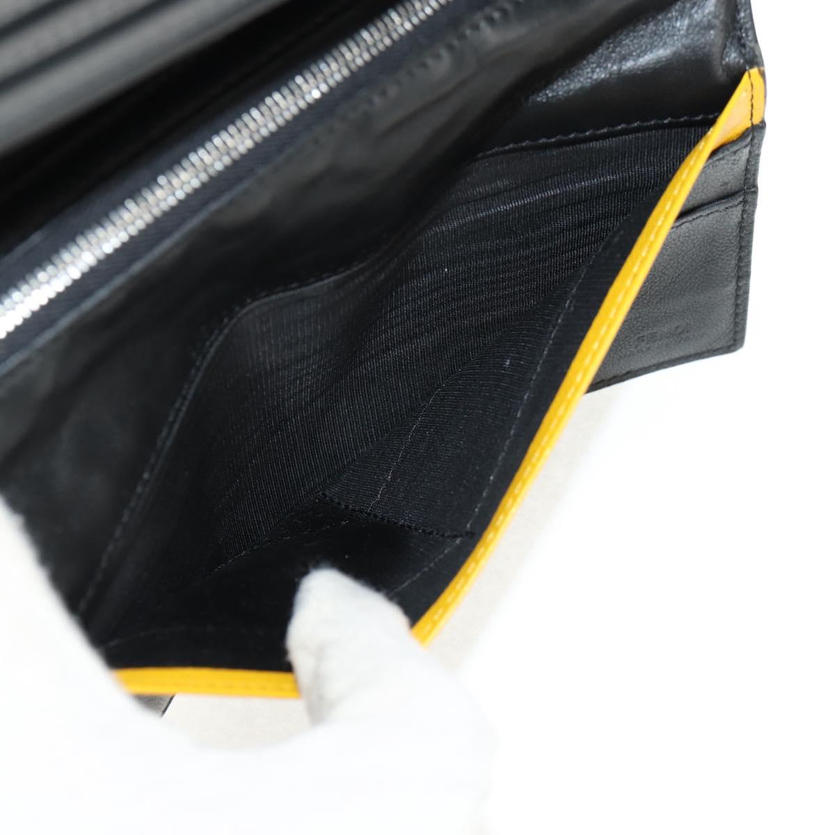 FENDI Zucca Canvas Wallet Leather Black Auth 158176V