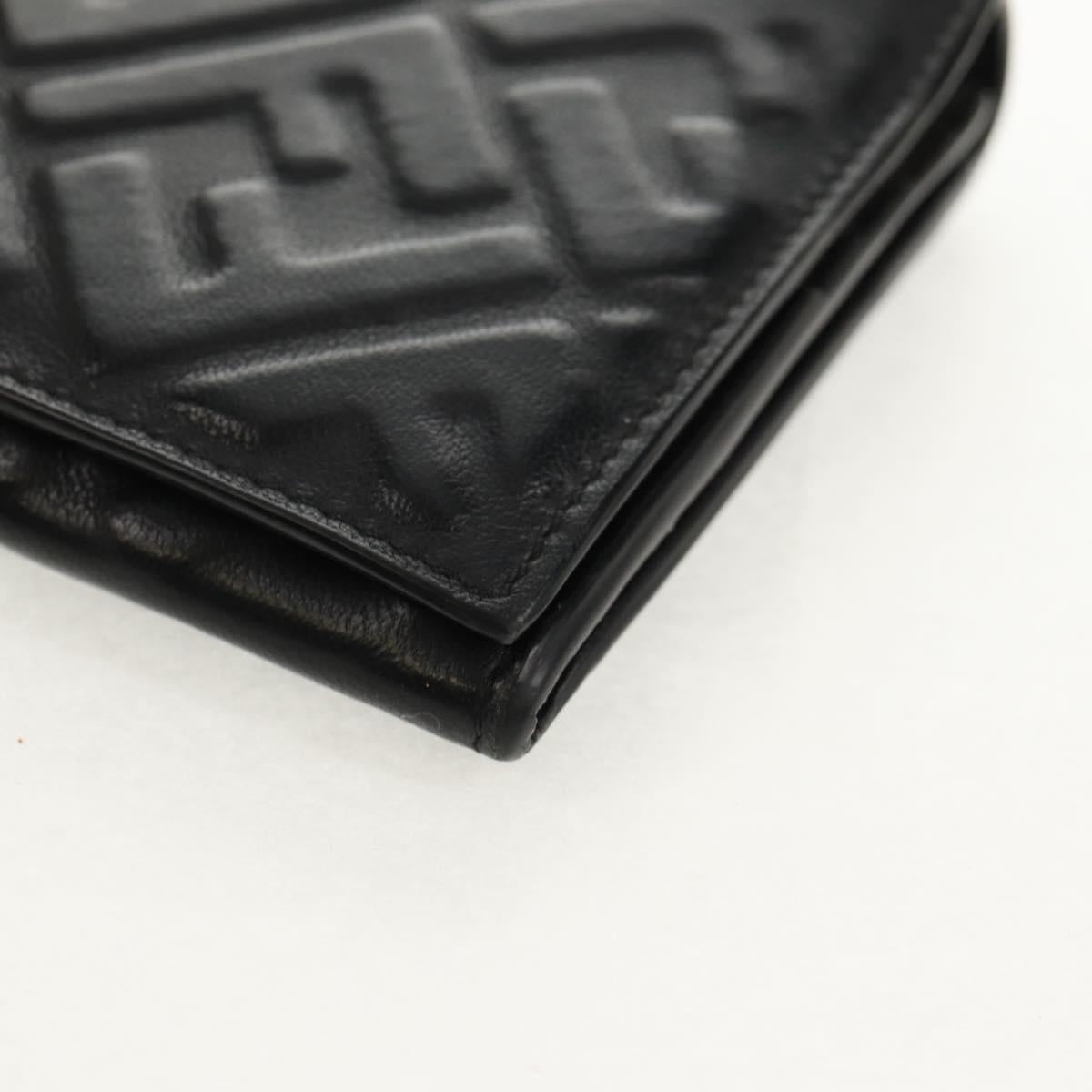FENDI Zucca Canvas Wallet Leather Black Auth 158176V