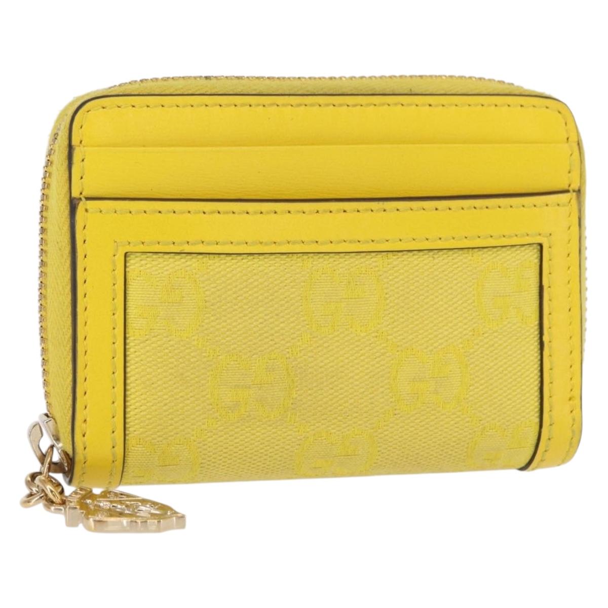 GUCCI GG Canvas Coin Purse Yellow Gold 790037 Auth 158182