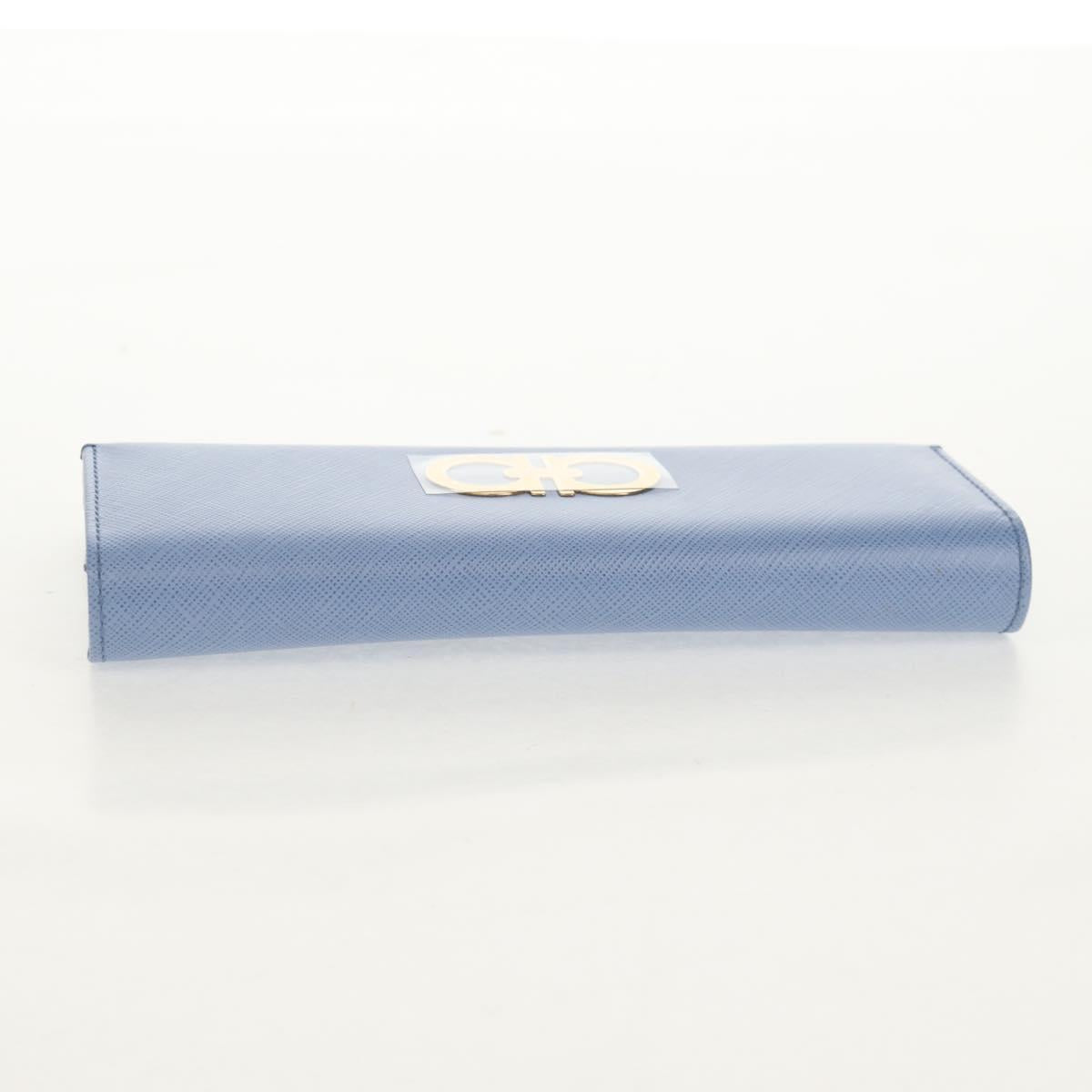Salvatore Ferragamo Gancini Long Wallet Leather Lavende Silver Auth 158183V