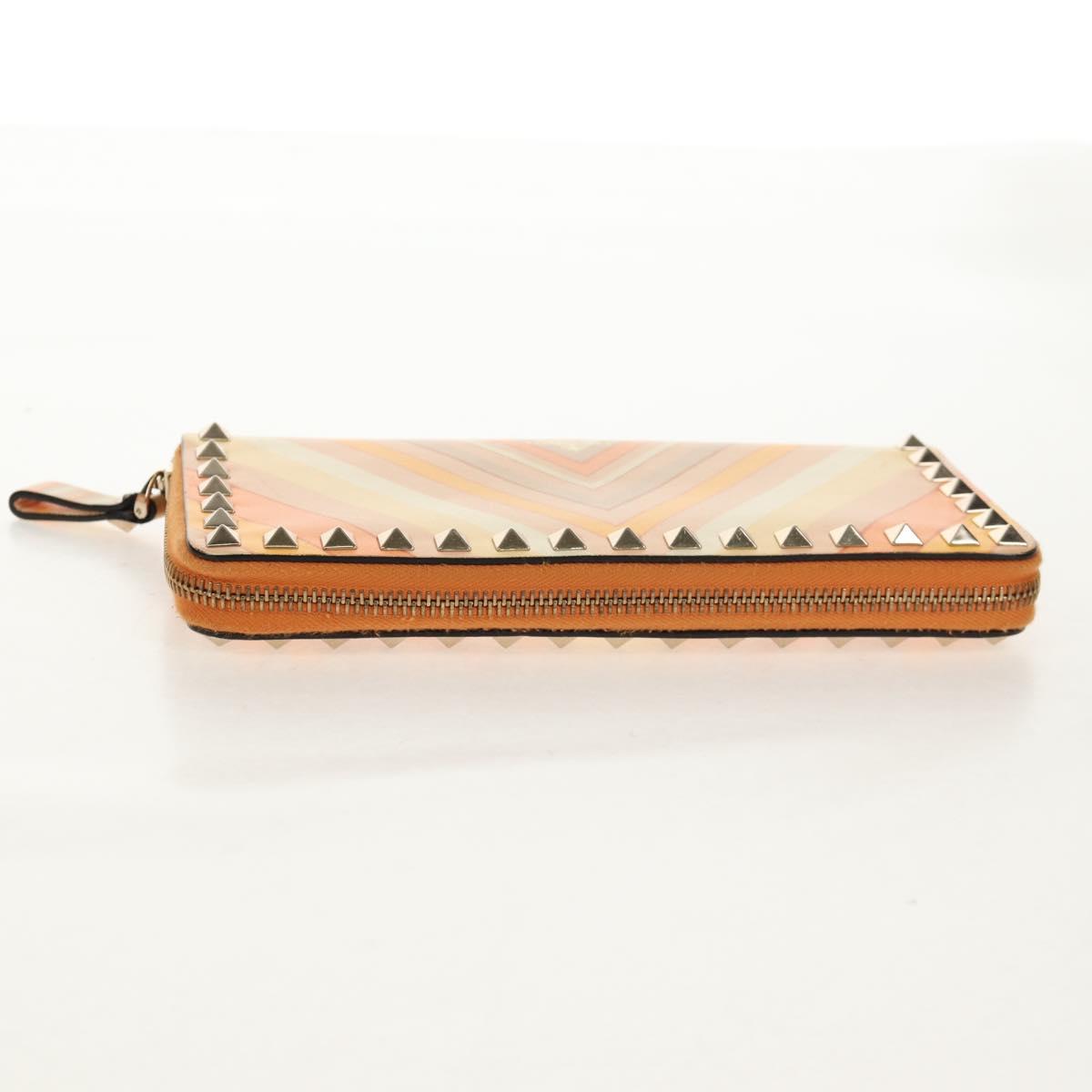 VALENTINO Long Wallet Leather Orange Gold Auth 158184V