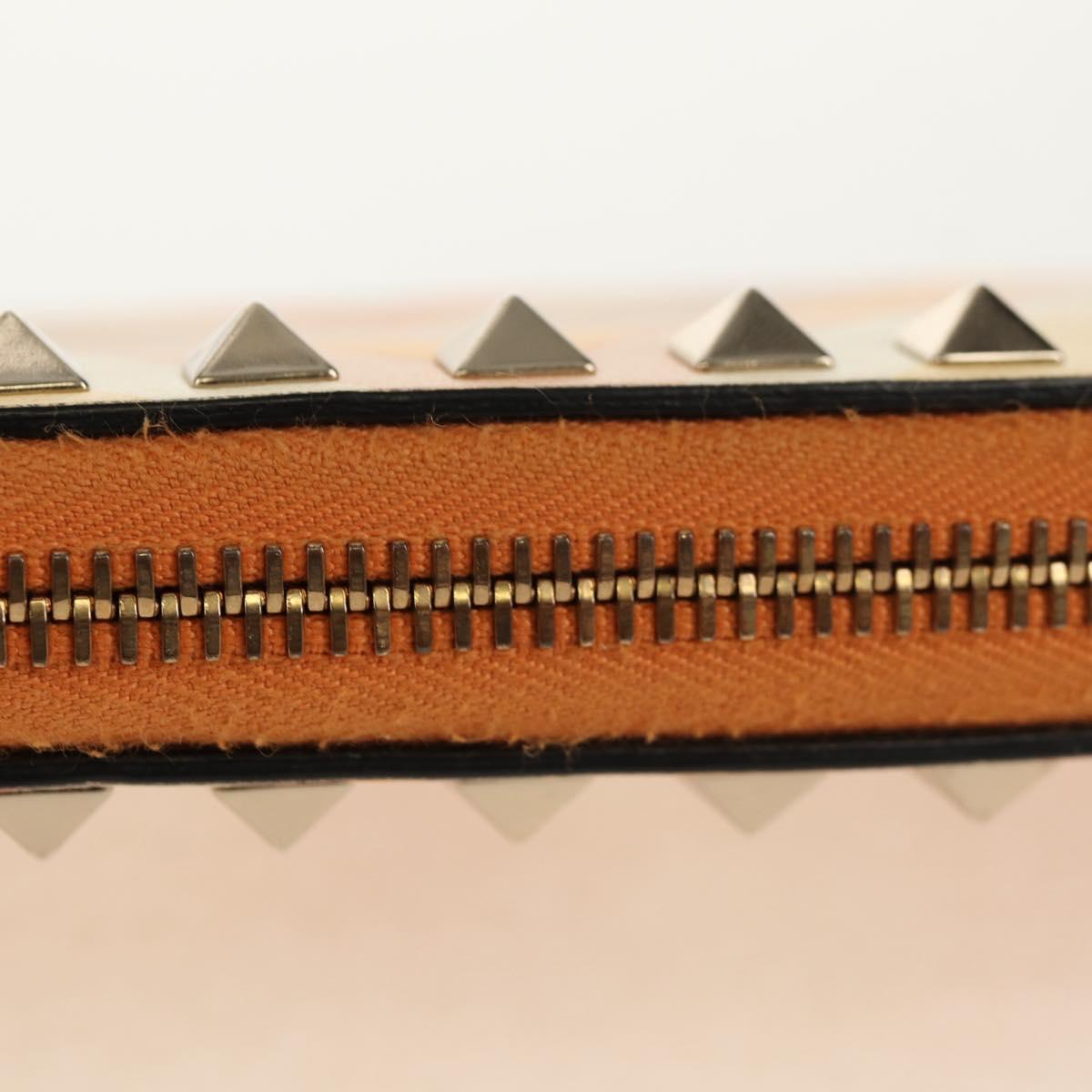 VALENTINO Long Wallet Leather Orange Gold Auth 158184V