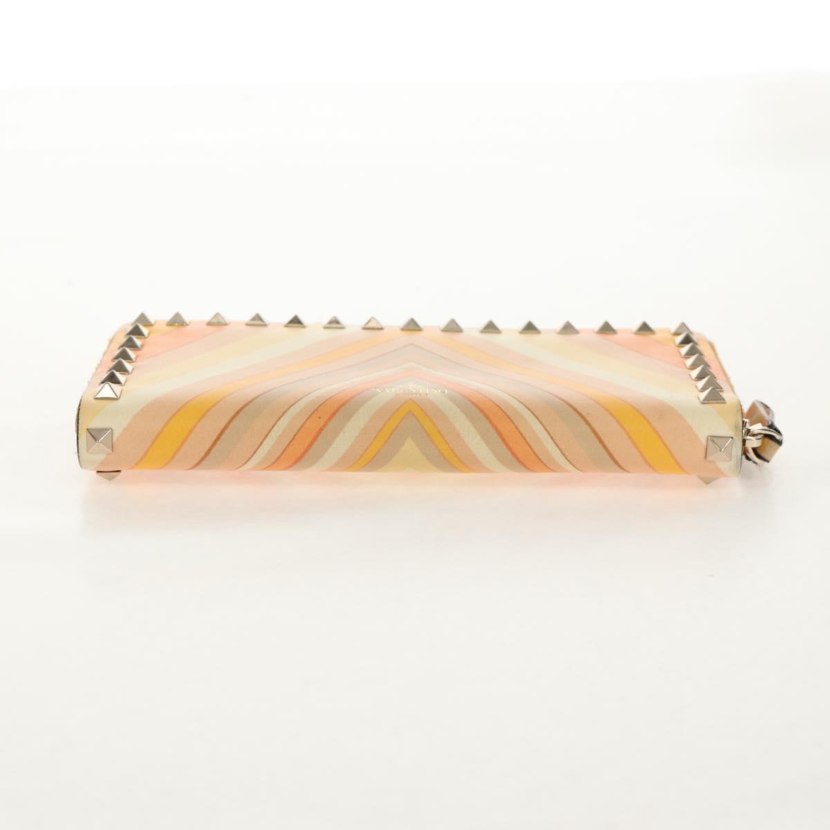 VALENTINO Long Wallet Leather Orange Gold Auth 158184V