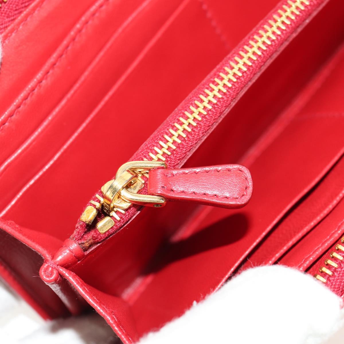 Miu Miu Wallet Leather Red Gold Auth 158185V
